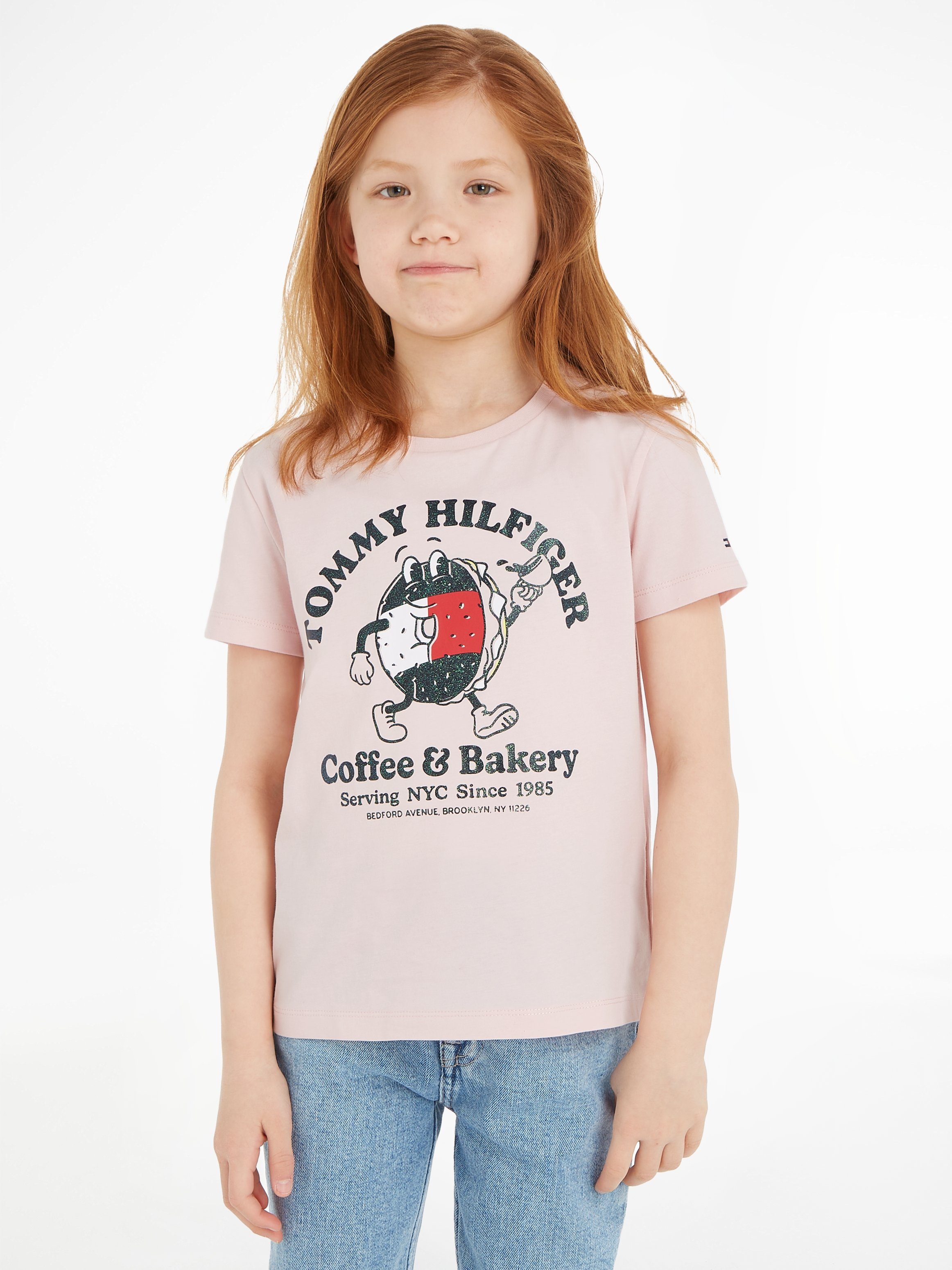 Tommy Hilfiger T-Shirt TOMMY BAGELS TEE S/S mit großem Druck