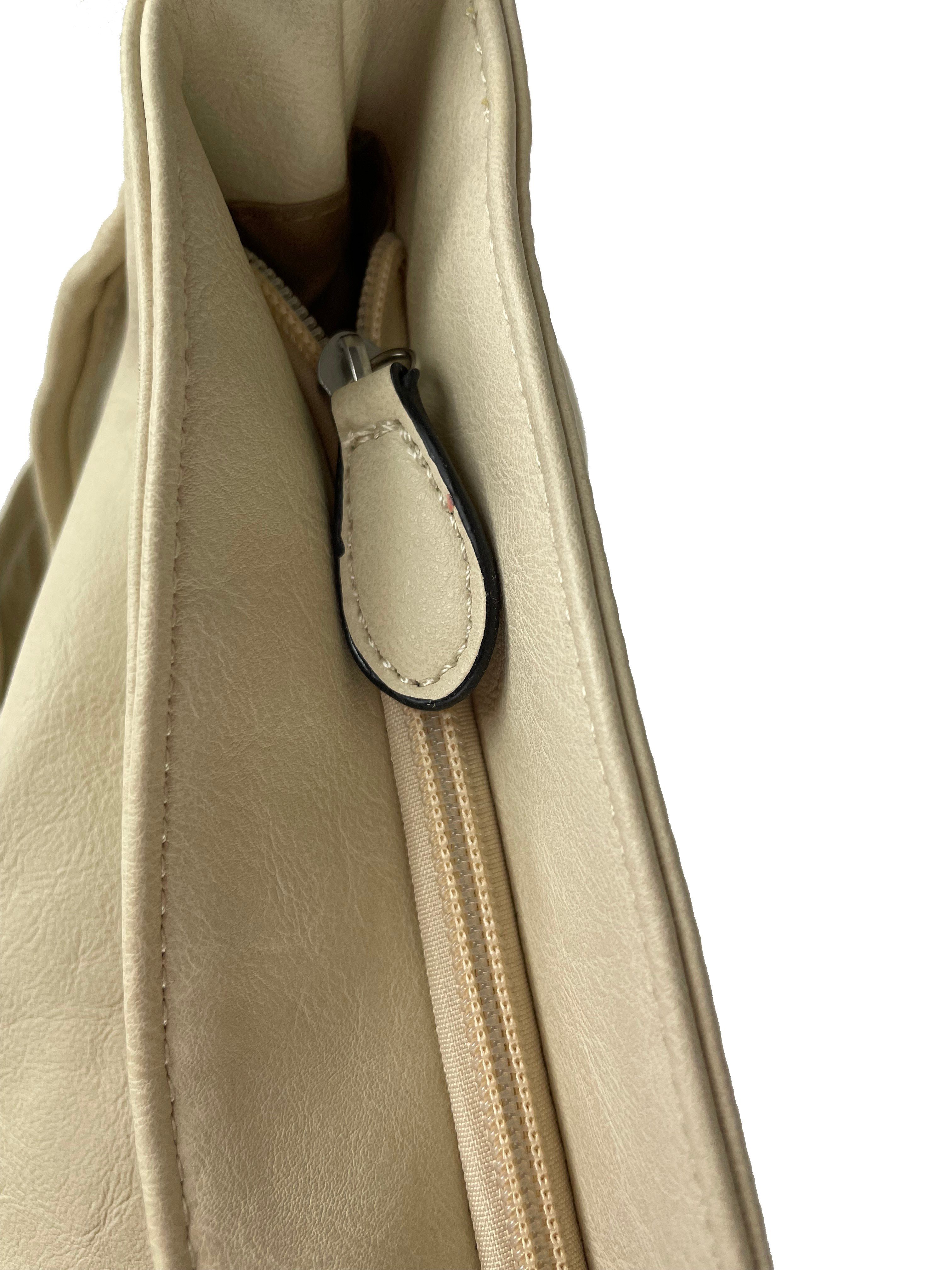 festem Schulter Ziernaht 51-MH, Umhängetasche Schultertasche Trageriemen, bag beige mit Taschen4life große Shopper Damen verstellbar,