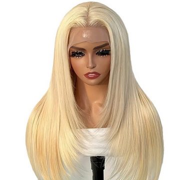 AUKUU Kostüm-Perücke Spitze Front PerückeMittelweißes langes glattes Haar, für FrauenFlauschiges natürliches und modisches Vollhaarset