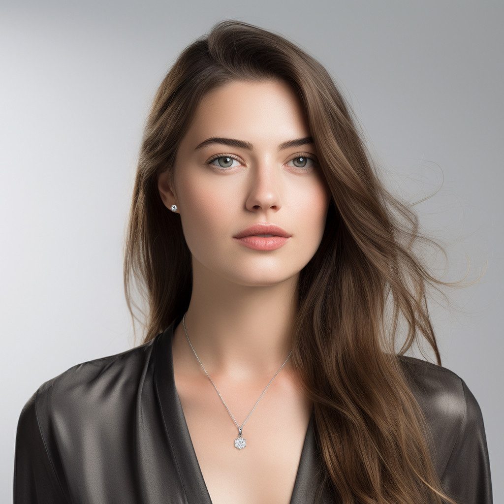 LÖB Ohrring und Ketten Set 750er Weißgold vergoldet Schmuckset Zirkonia Ste günstig online kaufen