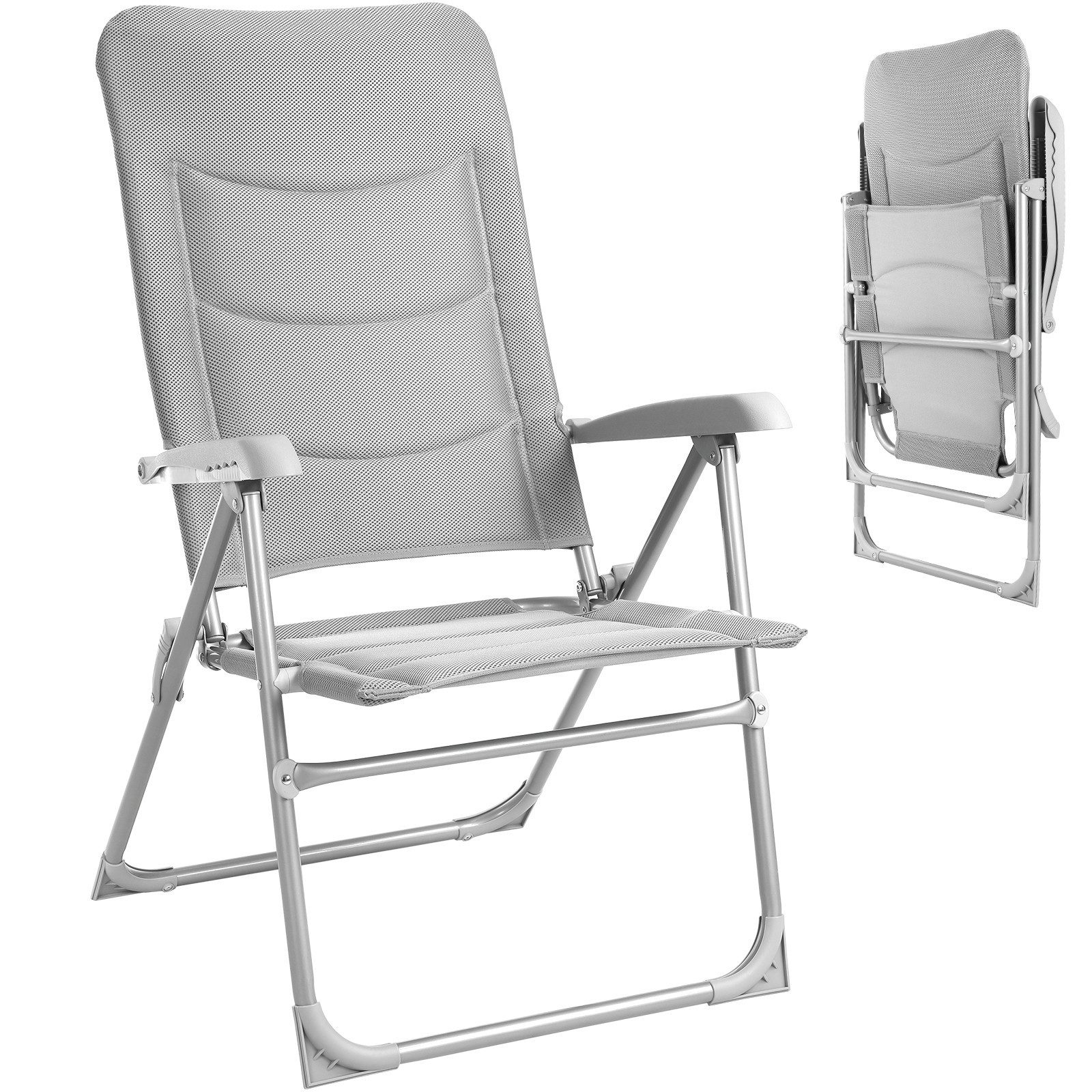 TLGREEN Klappstuhl mit Polsterung,6-fach verstellbarer Campingstuhl, (1 St), Stabiler Aluminiumrahmen & 2 cm dicke Polsterung,bis 150 kg