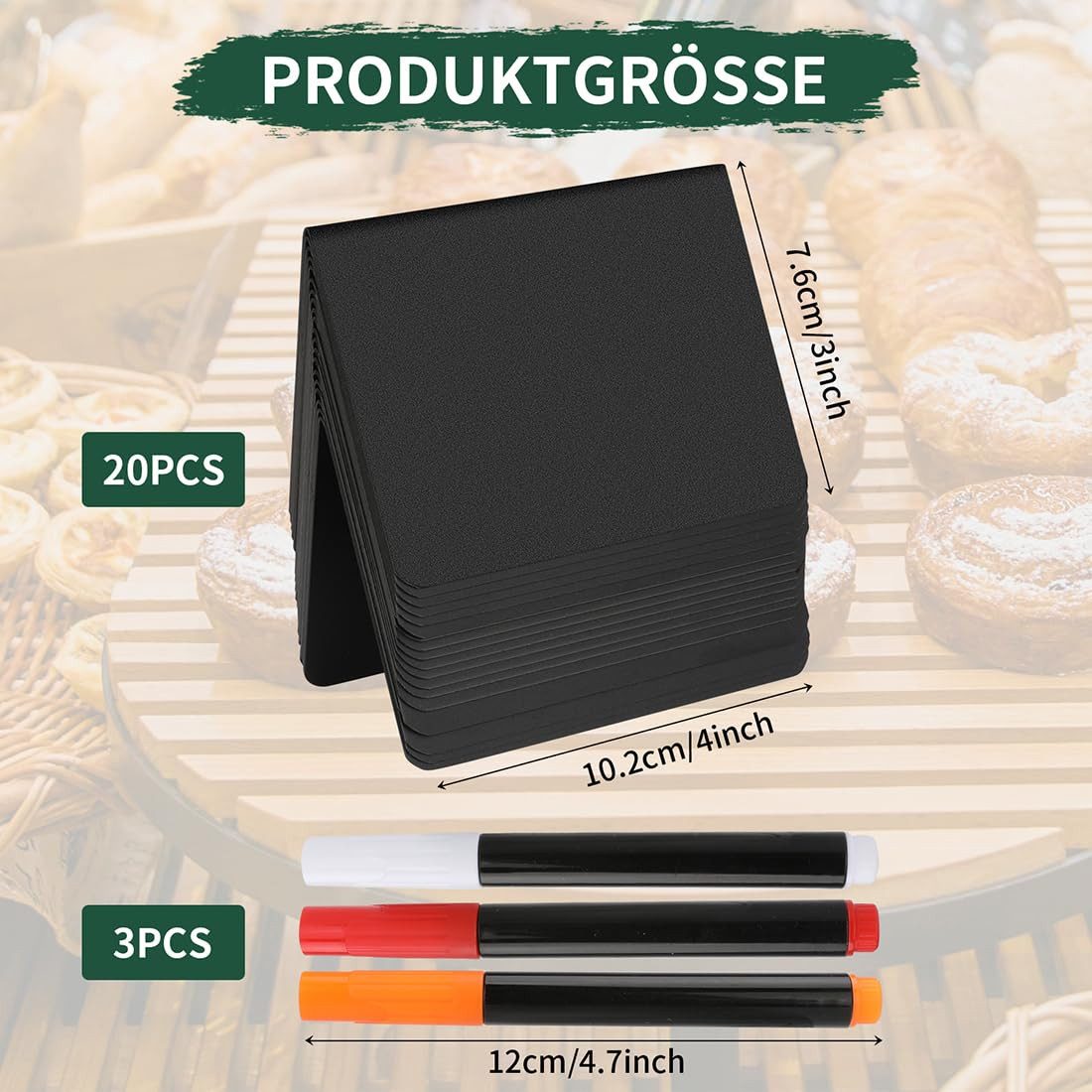 FOUORTUNATE-BEE Standtafel 20 Stück Mini Kreidetafel Klein Kleine Tafeln Zum Beschriften, (Küchennotizen, Tischkarten für Nachrichtenschilder, Preisschilder Tischkarten, Für Buffet, Hochzeit, Party, Bäckerei, Caf)