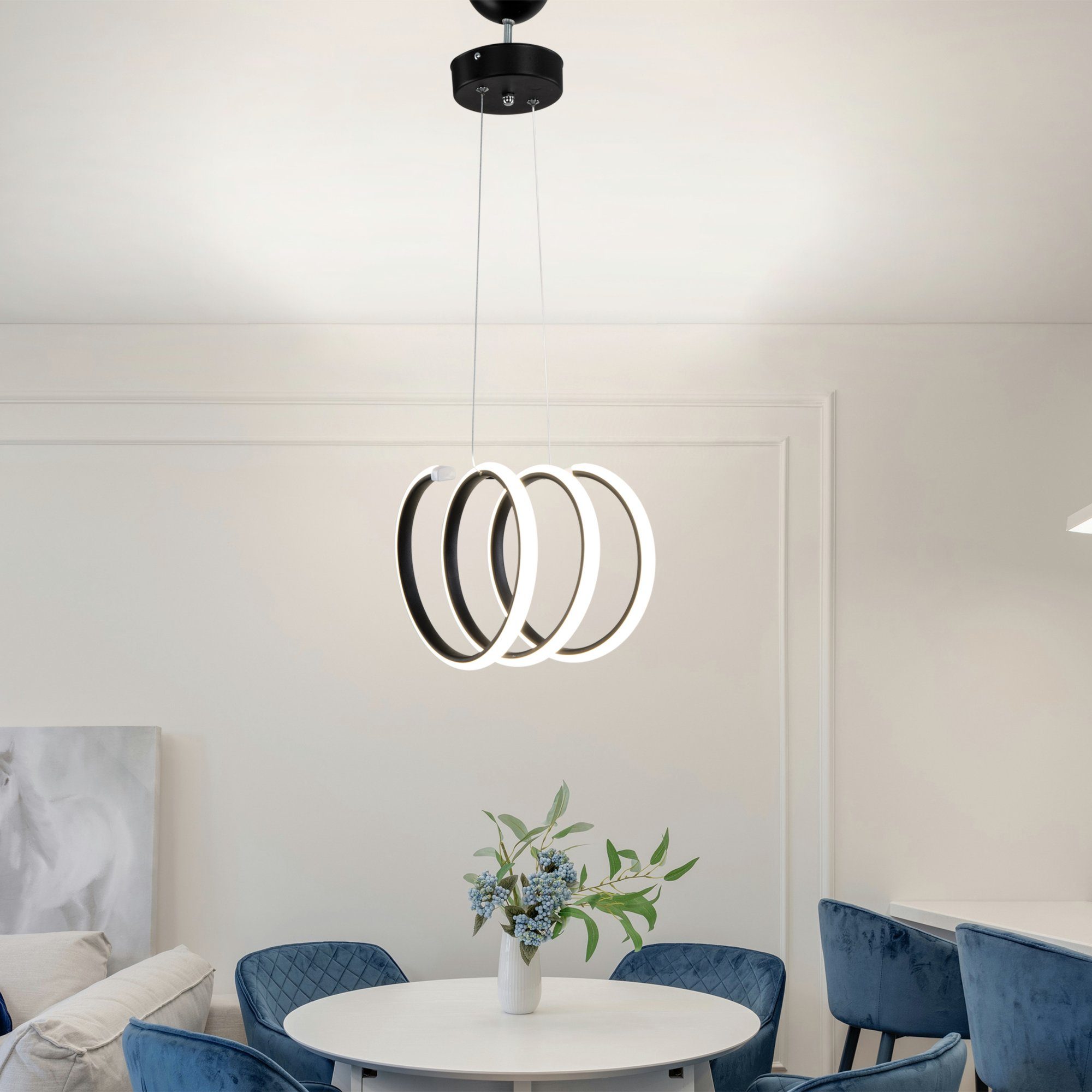 »Dunfermline« LED Weiß LED fest integriert, Pendelleuchte, Pendelleuchte, Schwarz, lux.pro / Wohnzimmer