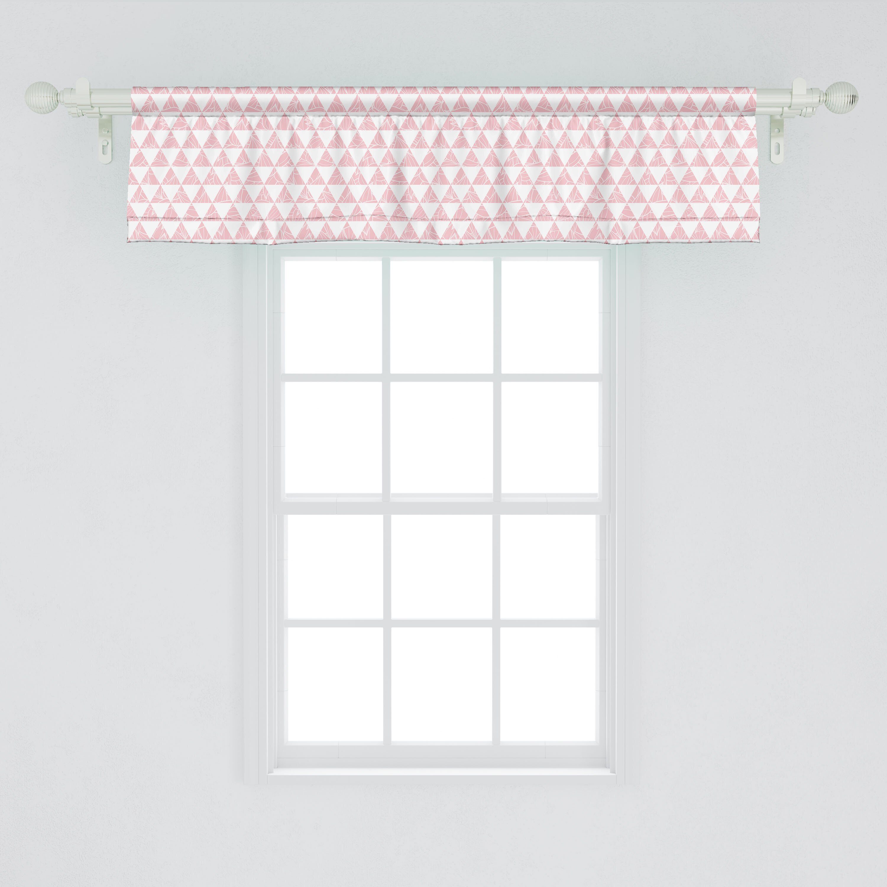 Scheibengardine Vorhang Volant für Küche Microfaser, Stangentasche, Triangles mit Dekor Schlafzimmer Abstrakt Abakuhaus, Monochrom Retro