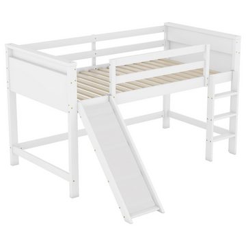 OKWISH Hochbett Einzelbett, hohes Geländer, mit Rutsche ausgestattet (Kinderbett 90x200cm) ohne Matratze