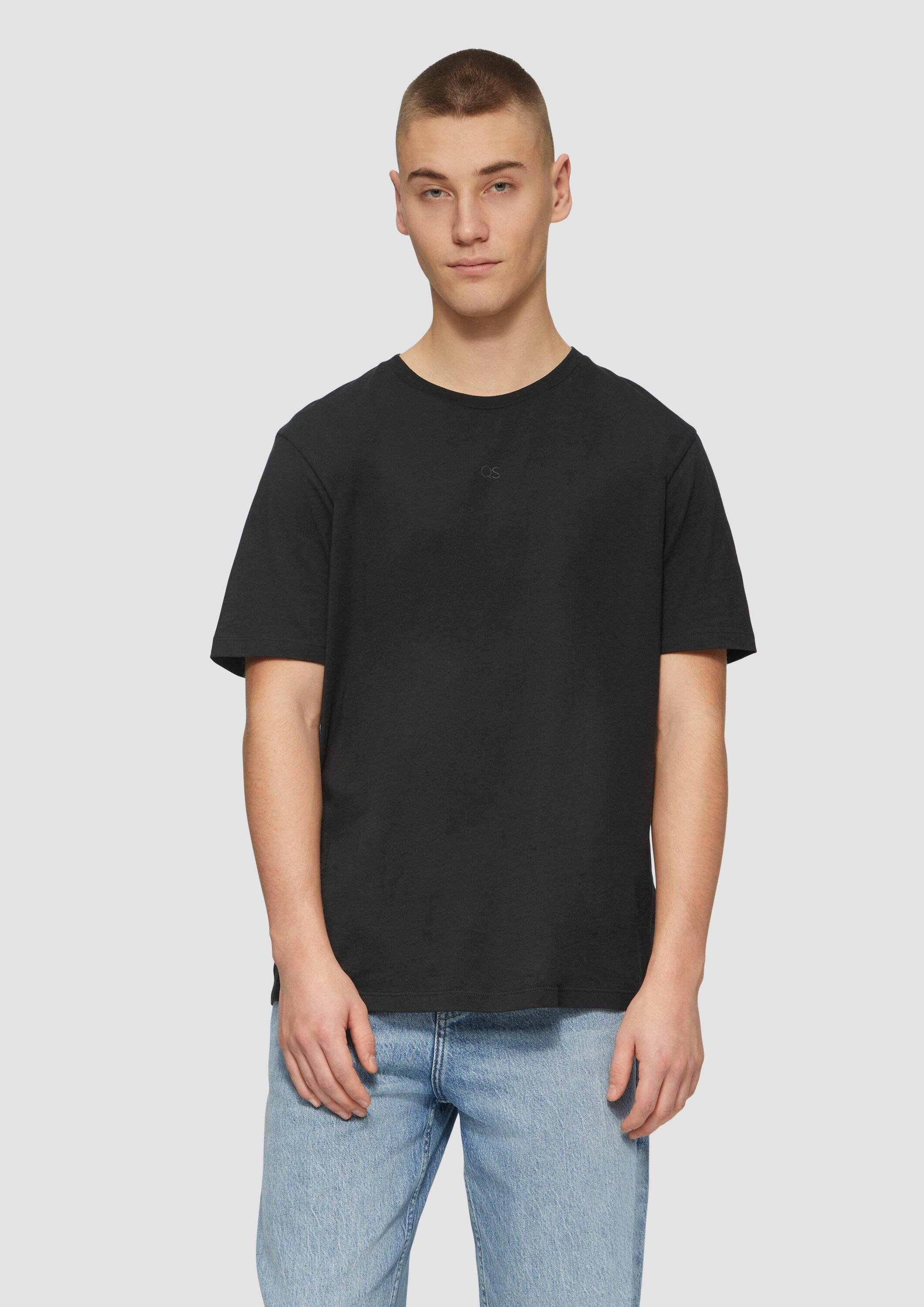 QS Kurzarmshirt T-Shirt Basic Rundhals T-Shirt mit Logo-Druck
