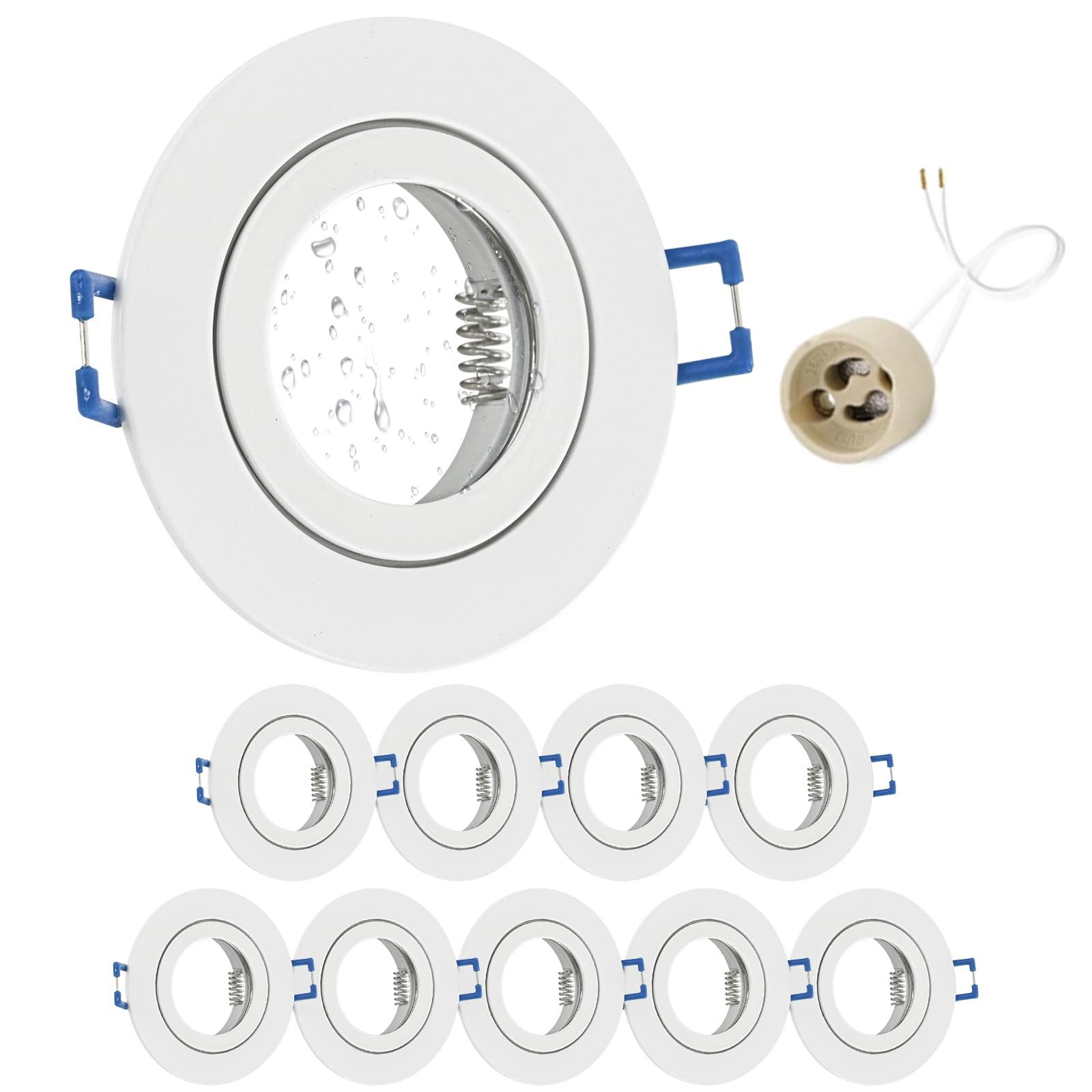GeyouLux LED Einbaustrahler Rahmen mit GU10 Fassung, Aluminium Deckenspots, 230V, ohne Leuchtmittel, Rund Flach LED Spots Badezimmer …