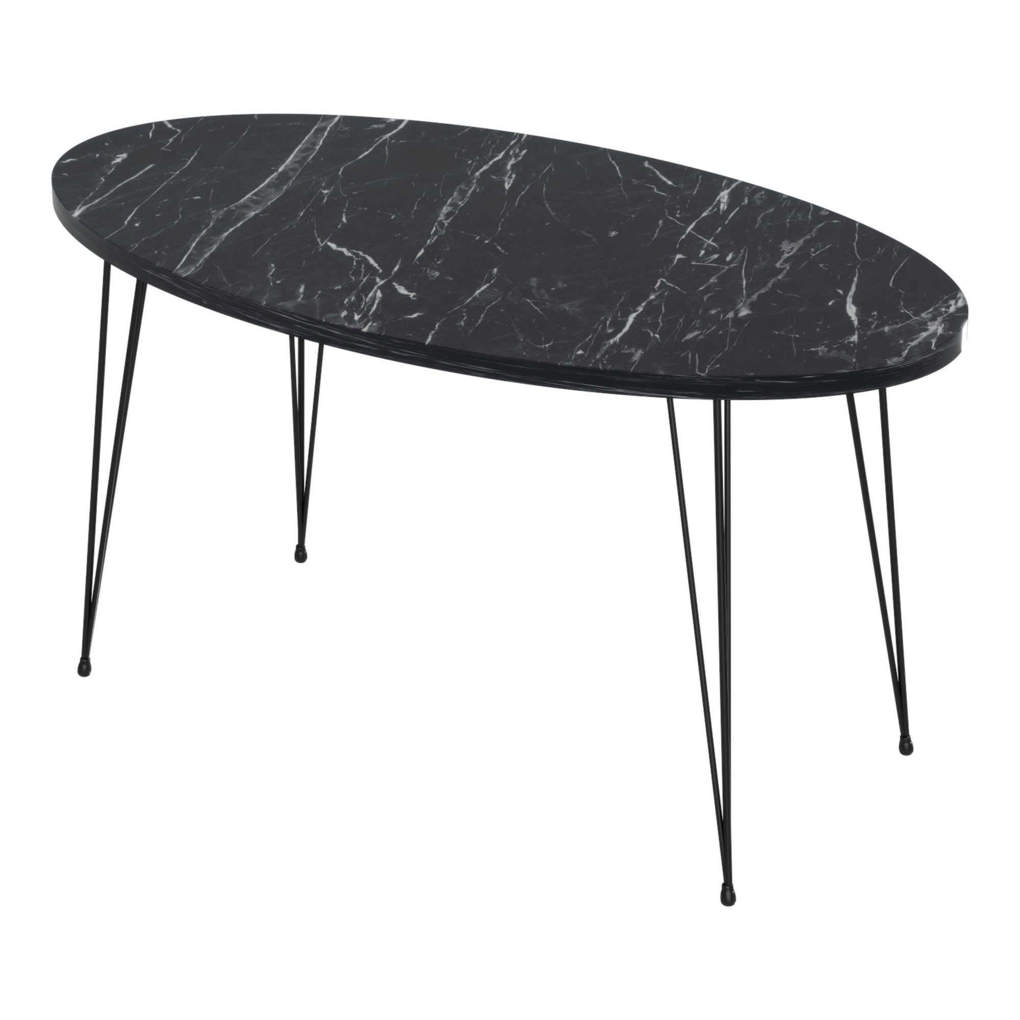 schwarz schwarz x 90 »Skævinge« cm x Couchtisch, Marmor, 43 | Marmor, en.casa Marmor, schwarz oval Sofatisch 50