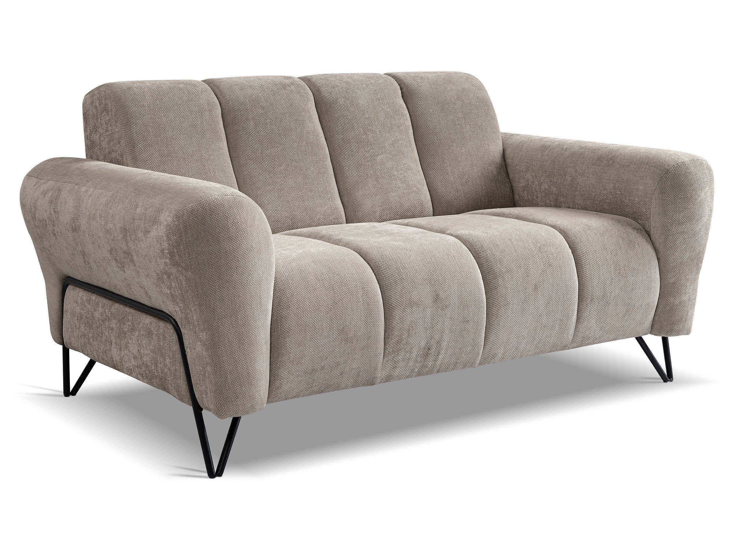 Beautysofa Sofa mit Metallbeine in Schwarz VOLARE, 2-Sitzer, viele Farbvarianten, ohne Schlaffunktion