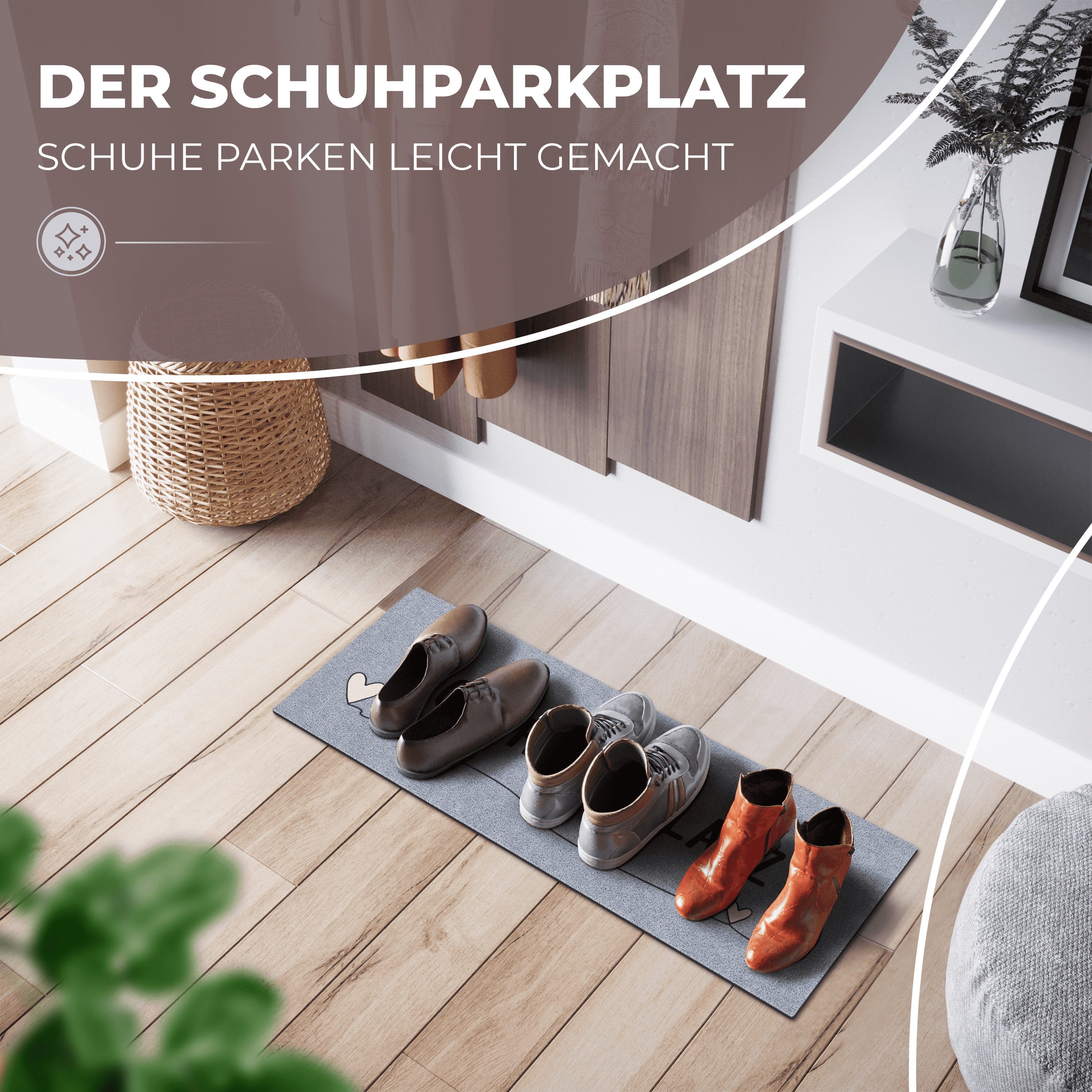 ElbFuchs Fußmatte Schuhparkplatz, Waschbare & Rutschfeste Indoor-Schuhmatte, Schmutzfangmatte für Flur & Eingang