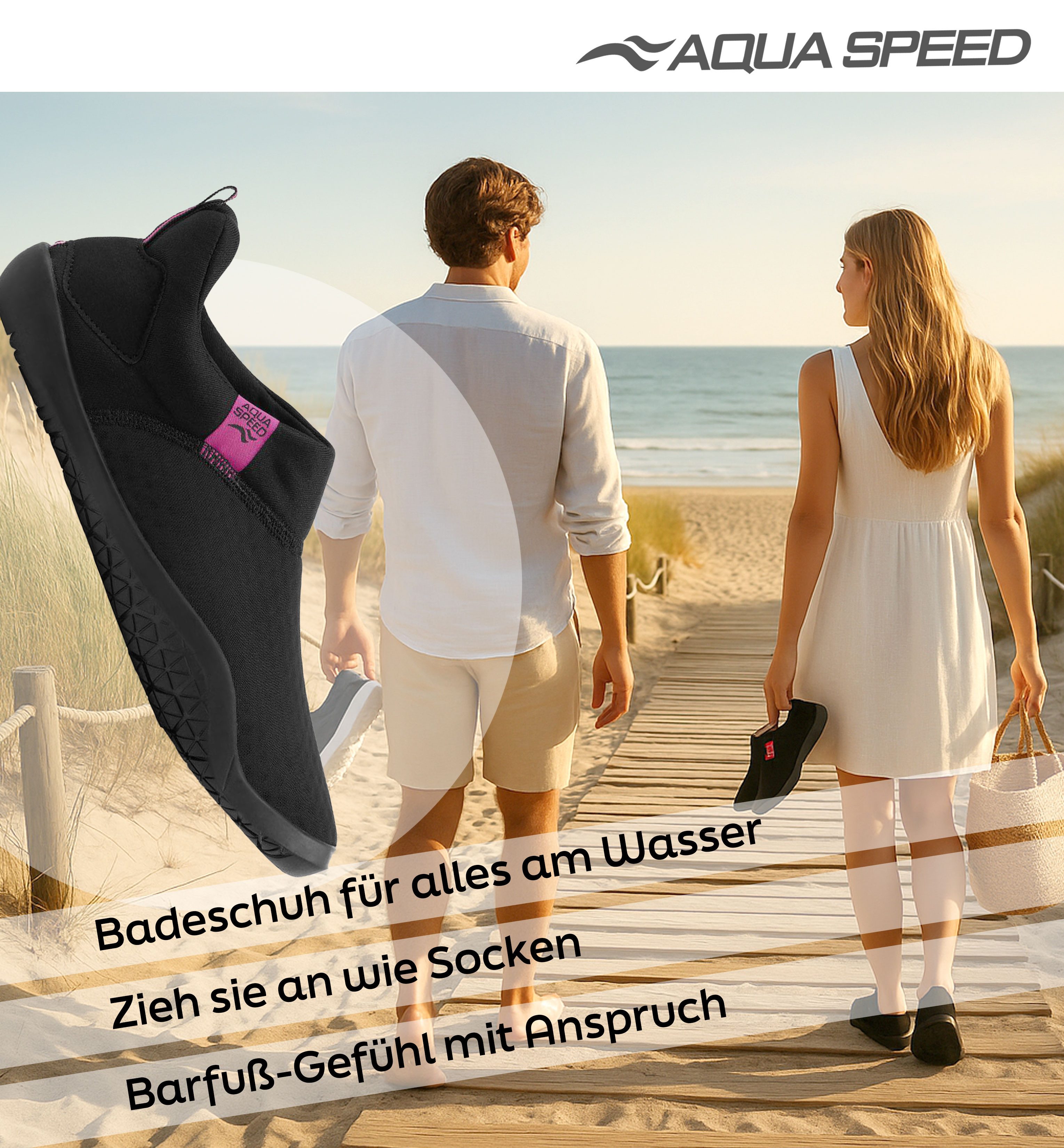 Aqua Speed Aqua Speed Lagarto Aquaschuhe Gr. 40 – Rutschfest & modern im Set Wasserschuh (Vielseitige Aqua Schuhe – Für Freizeit, Urlaub & Schwimmbad) Rutschfest & stylisch – Aqua Schuhe + Tuch für unterwegs