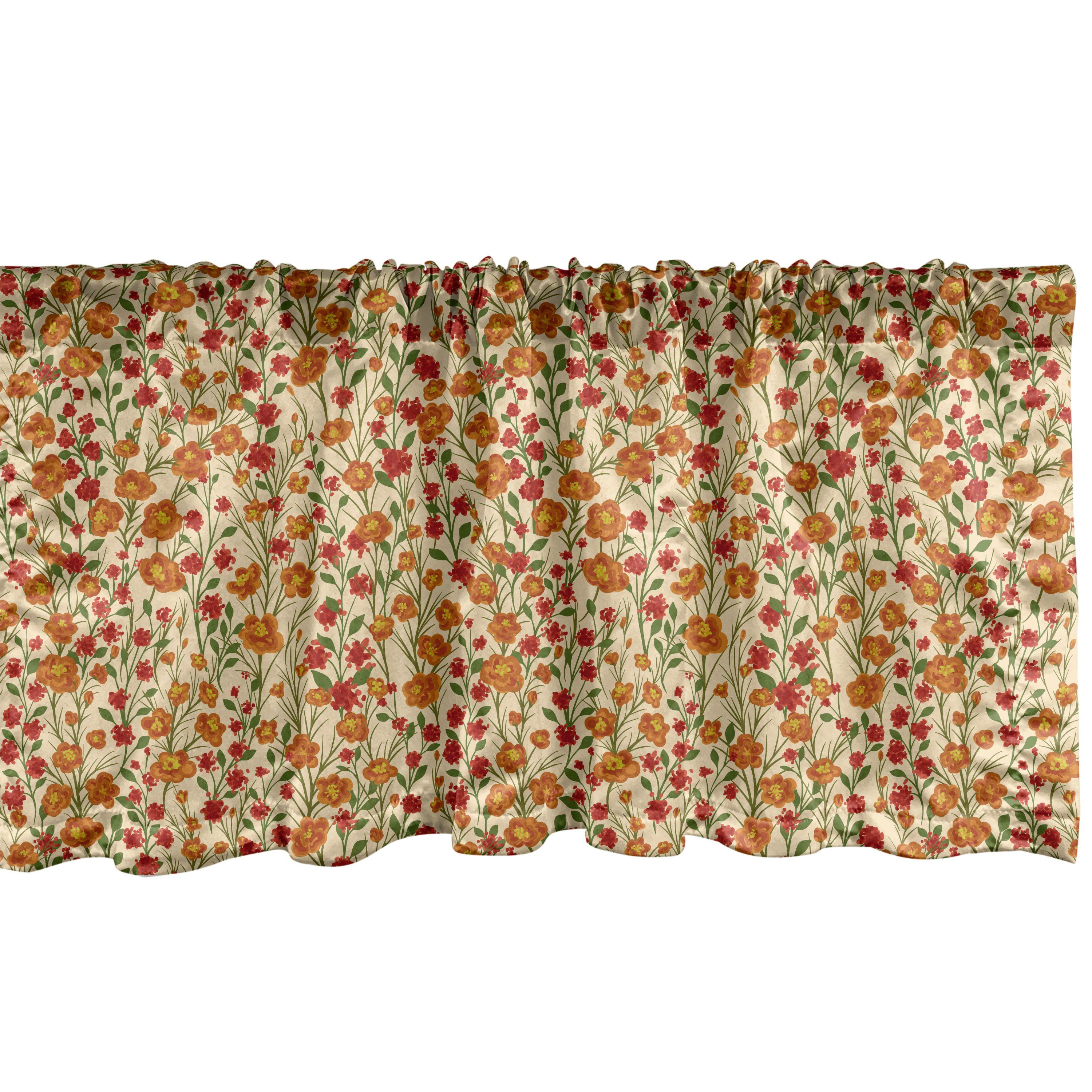 Scheibengardine Vorhang Volant für Küche Schlafzimmer Dekor mit Stangentasche, Abakuhaus, Microfaser, Blumen Sprießende Blumen-Garten