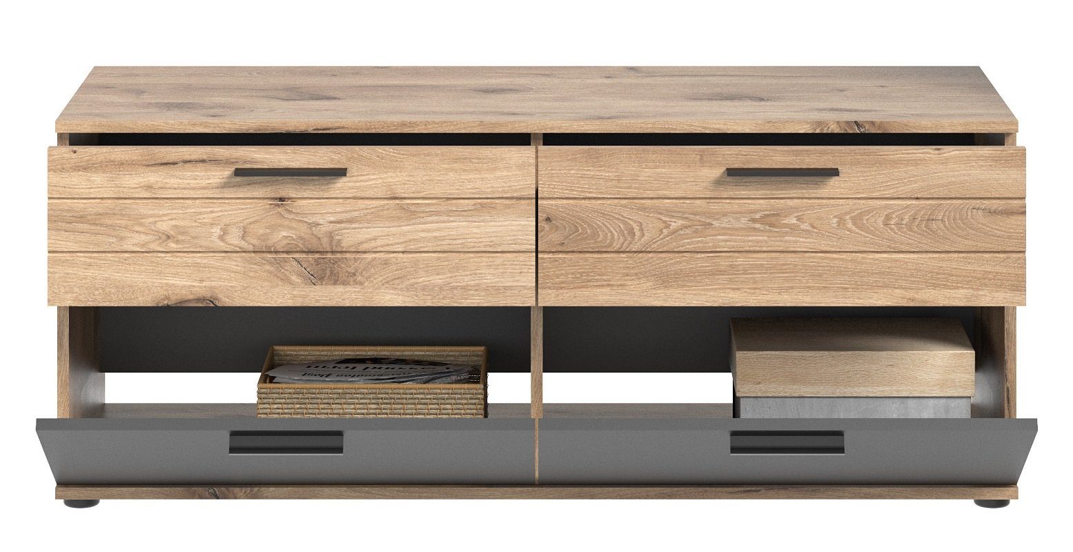 xonox.home Lowboard Lowboard TV-Board Mason klein, Nox Oak / Basalt Grau
