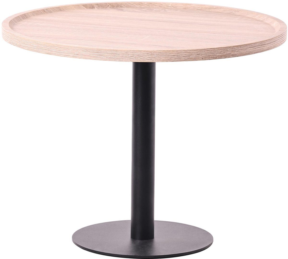 CLP Beistelltisch Aspen Beistelltisch rund, Holzplatte, mattschwarzes Metallgestell, Eik (1-St)
