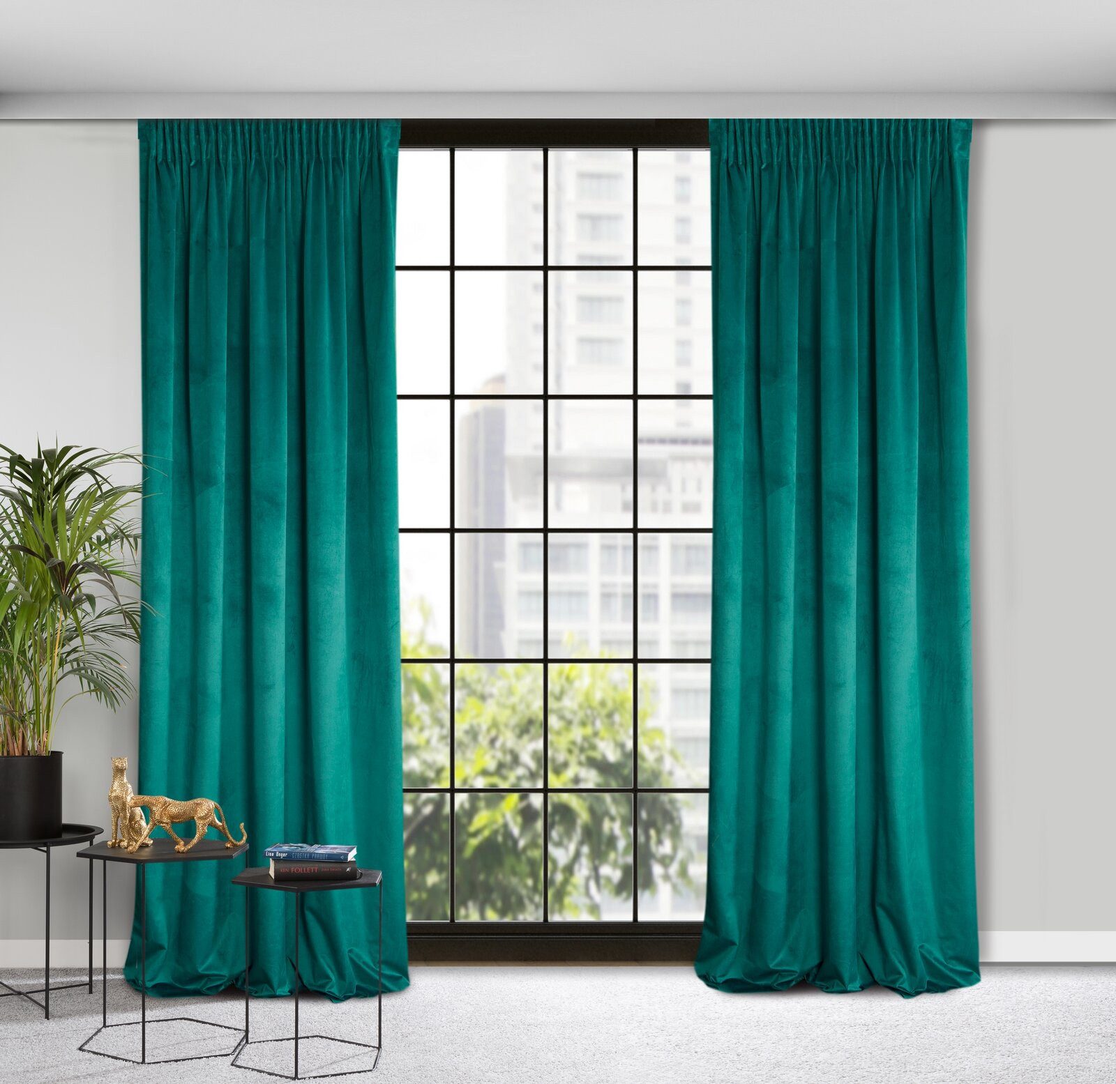 Design91 Vorhang Samtvorhänge 140x270 cm 135x300 cm (1 St), Kräuselband, blickdicht, Samt, Wohnzimmer Tunnelzug