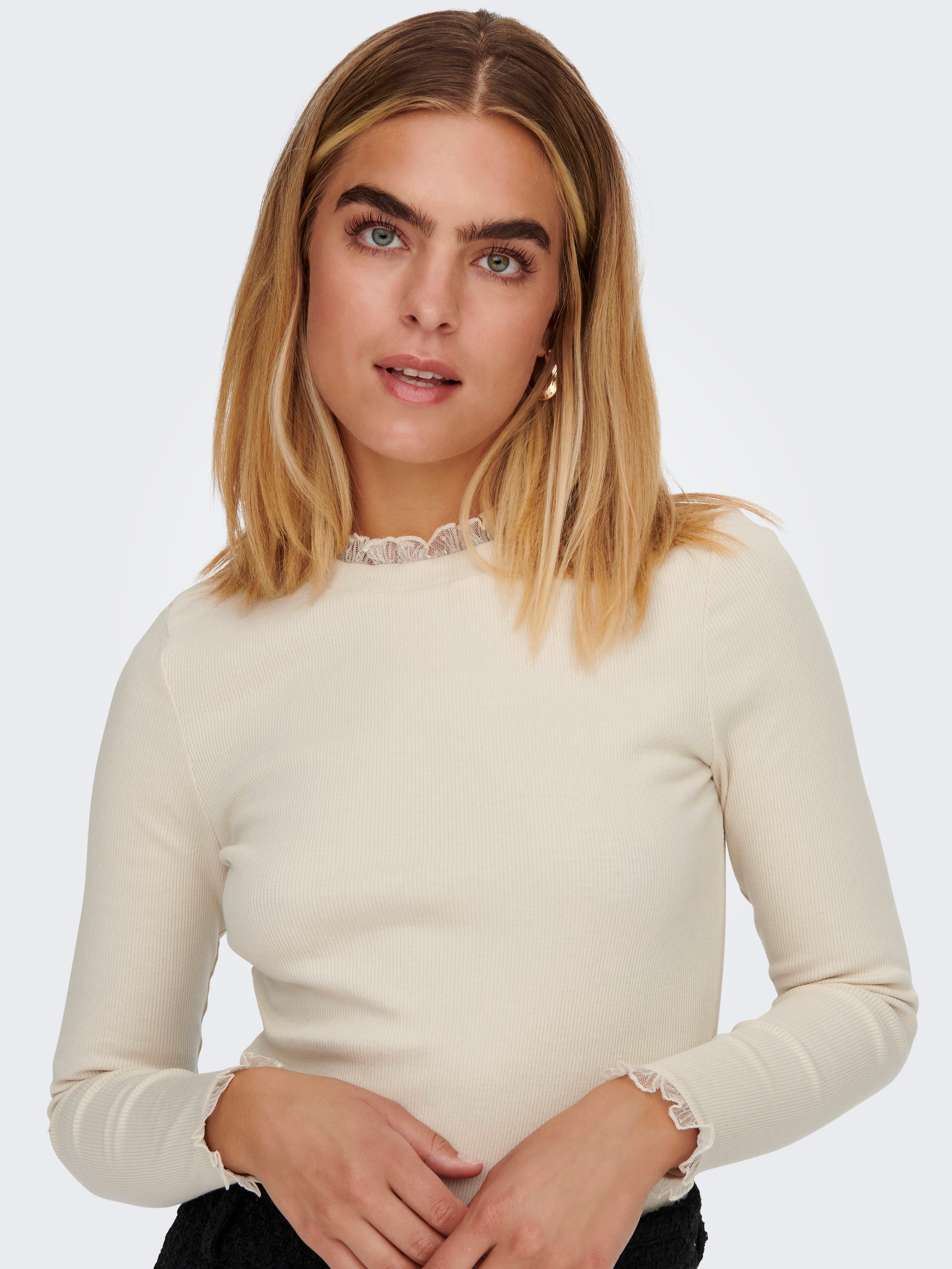 ONLY Langarmshirt ONLLESLIE L/S LACE MIX TOP JRS günstig online kaufen