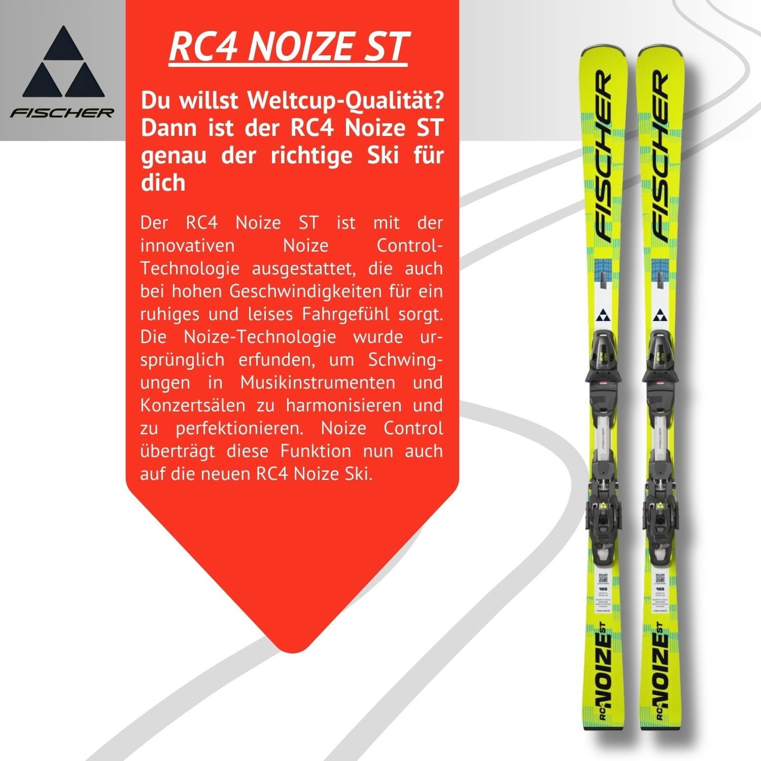 Fischer Sports GmbH Ski, RC4 Noize ST Yellow Superflex 170cm Alpinski + Bindung RC4 Z12 GW