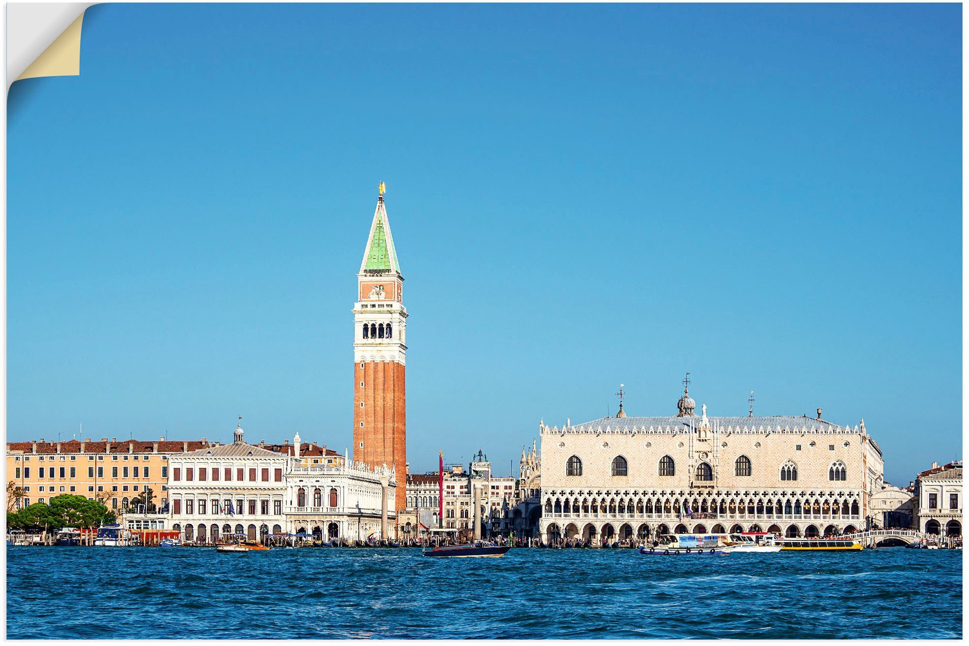 Artland Venedig, als Venedig Wandbild (1 Markusplatz versch. in oder Alubild, Größen St), Poster Leinwandbild, Dogenpalast mit Wandaufkleber