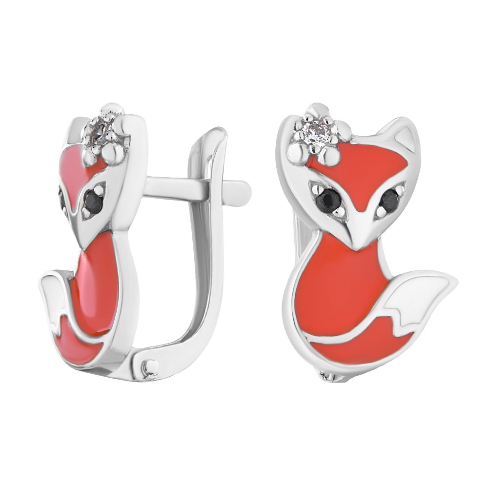 Paar Creolen Ohrringe Creolen 925 Silber Emaille Zirkonia Echtschmuck
