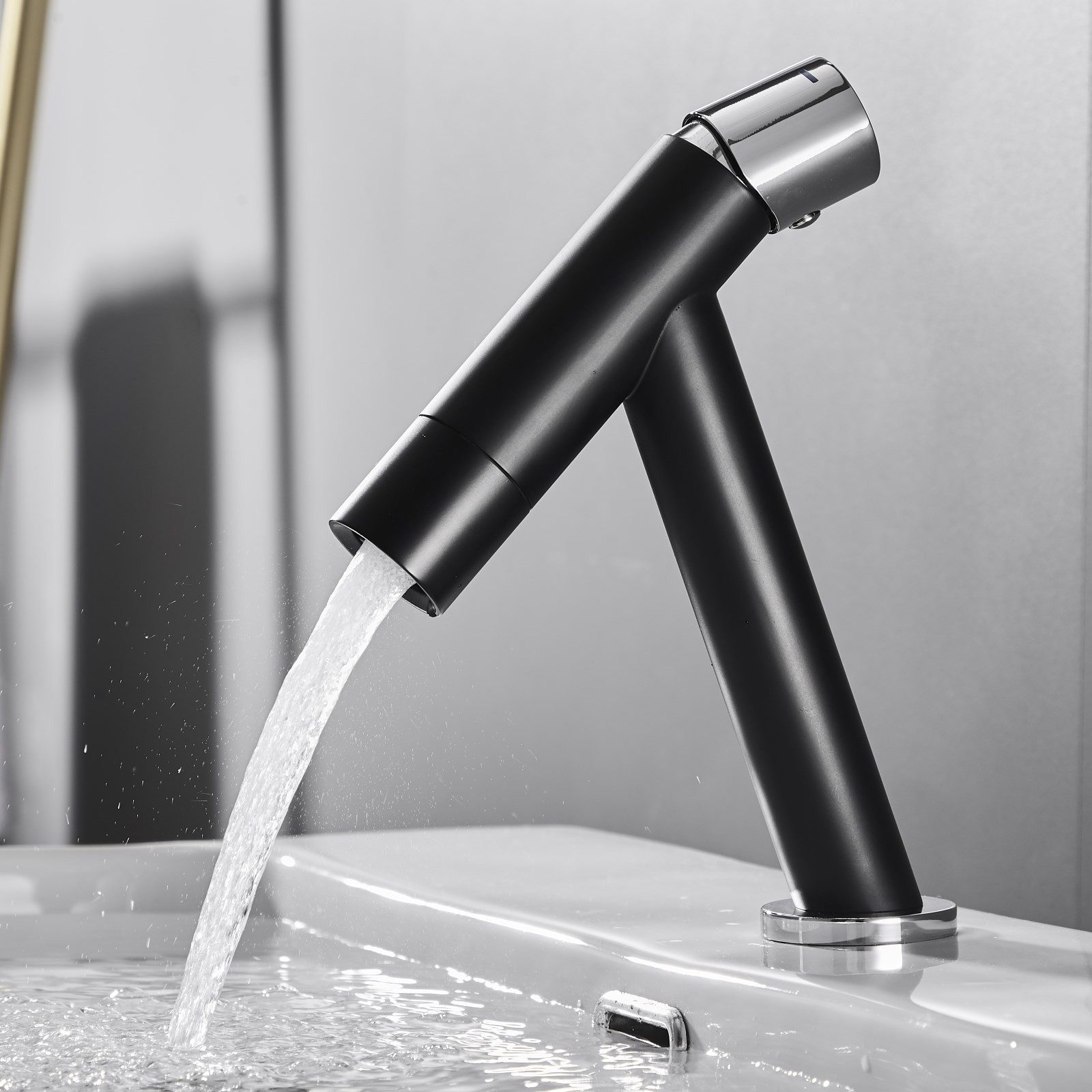 HAC24 Waschtischarmatur Waschbecken Armatur Wasserhahn Bad Einhandmischer Badarmatur aus Messing, Schwarz