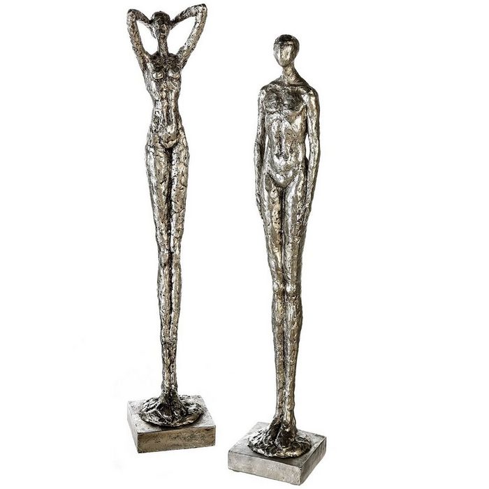 Casablanca by Gilde Sammelfigur Casablanca 2er Figuren Set Millenium silber Mann und Frau 79 cm Liebe Skulptur Paar