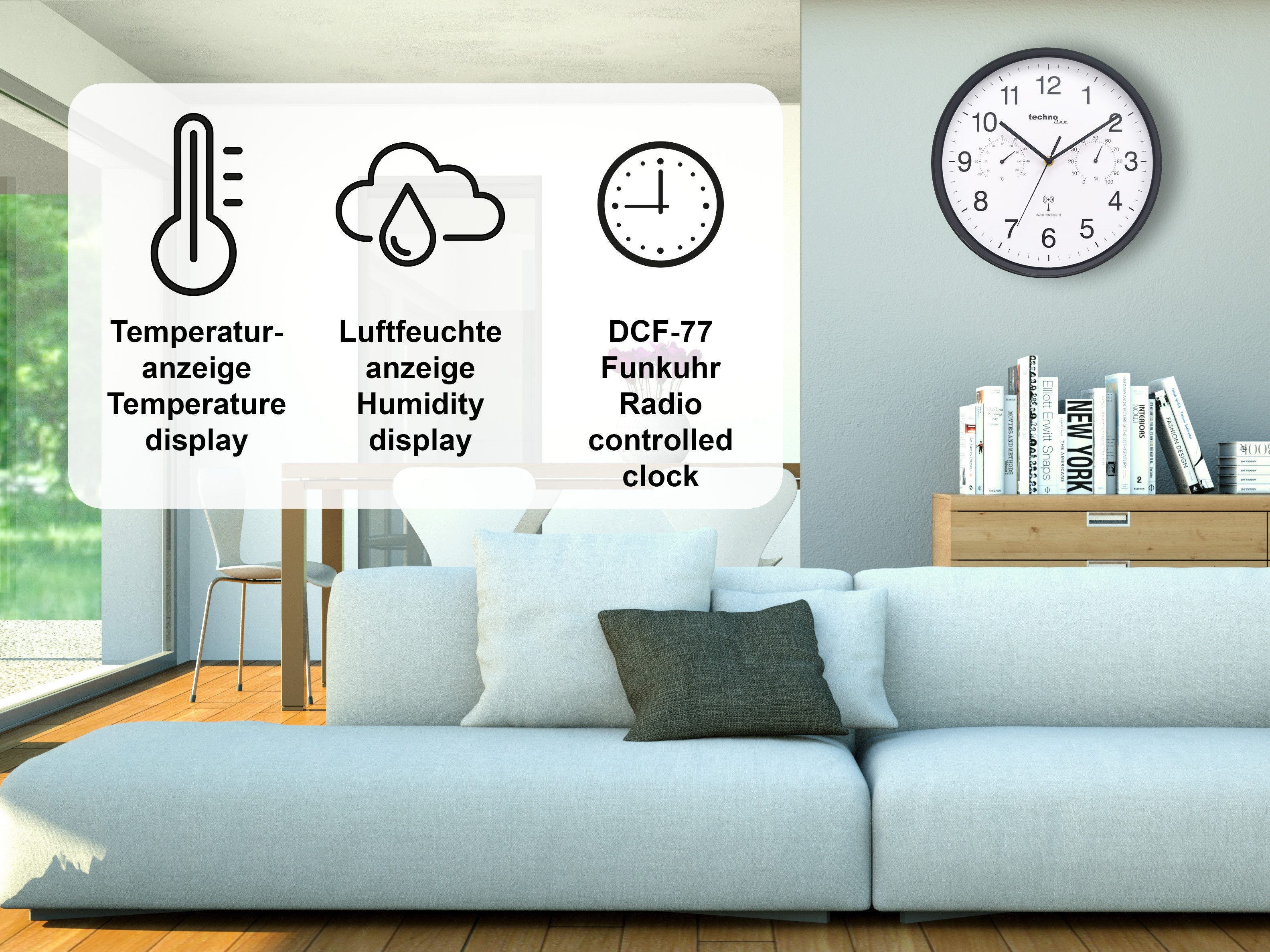 technoline Funkwanduhr WT 8945 (mit Temperatur- und Luftfeuchteanzeige) günstig online kaufen