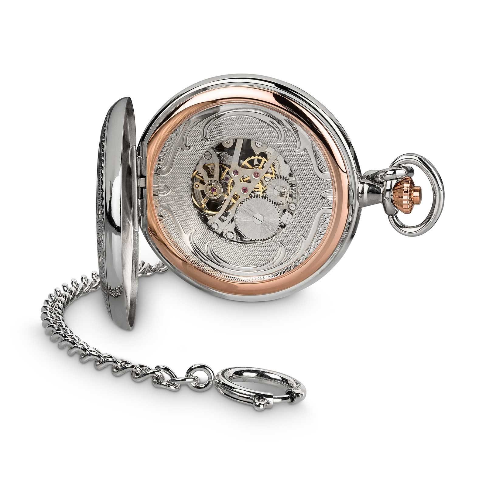 und Skelett Hermann mm, Handaufzug II incl. 50 Taschenuhr Lindau Kette mit Reiseetui Jäckle