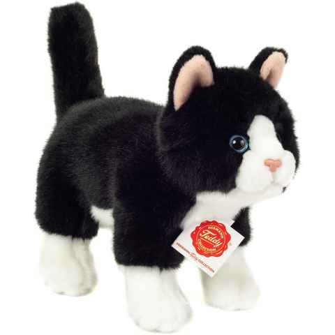 Teddy Hermann® Kuscheltier Katze 20 cm, schwarz/weiß, zum Teil aus recyceltem Material