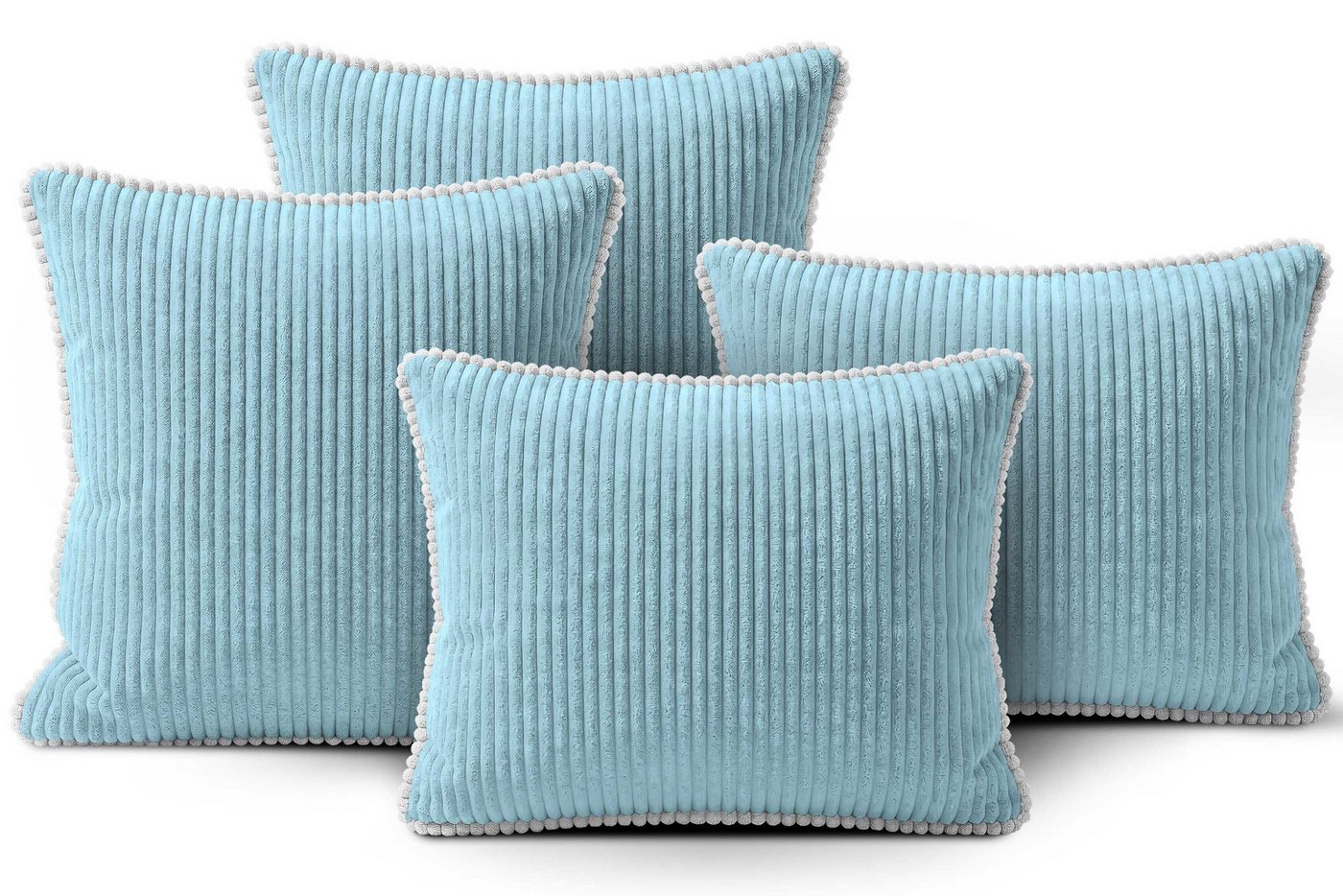 Amilian Dekokissen Sofakissen 4er Set mit Füllung 2x 40x40 cm + 2x 35x45 cm, Hotelverschluss Sofakissen Zierkissen