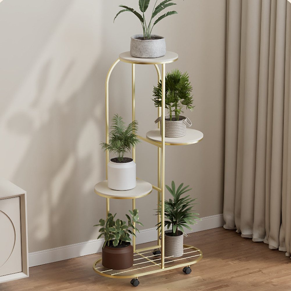 GarveeMore Blumenständer Pflanzenregal Blumentopfhalter Schmiedeeisen Ecke mehrere PflanzerRack, Organizer mit Rädern Pflanzenregale für Zimmer Eckbalkon GartenTerrass