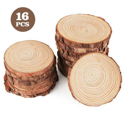 Homewit Bastelnaturmaterial »Natürliche Holzscheiben Baumscheiben Ungebohrte Holzkreise«, (Set 16-tlg), für DIY Handwerk Hochzeit Weihnachten Dekoration