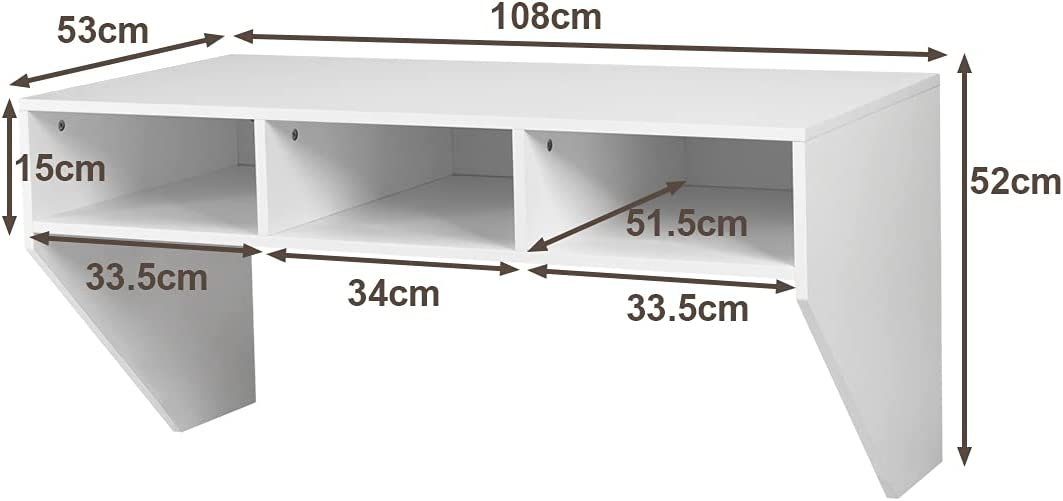 KOMFOTTEU Schreibtisch Wandtisch Wandschrank, mit Holz aus 3 Weiß Fächer