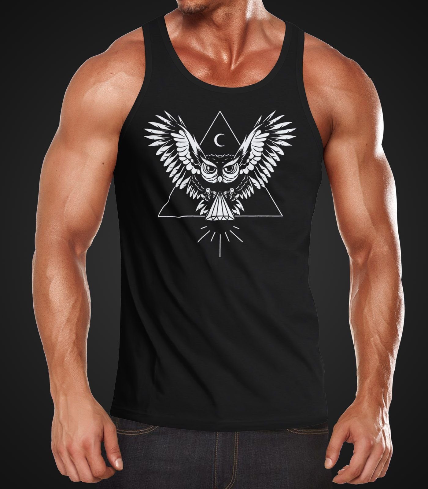 Neverless Tanktop Herren Tanktop Eule Muskelshirt günstig online kaufen