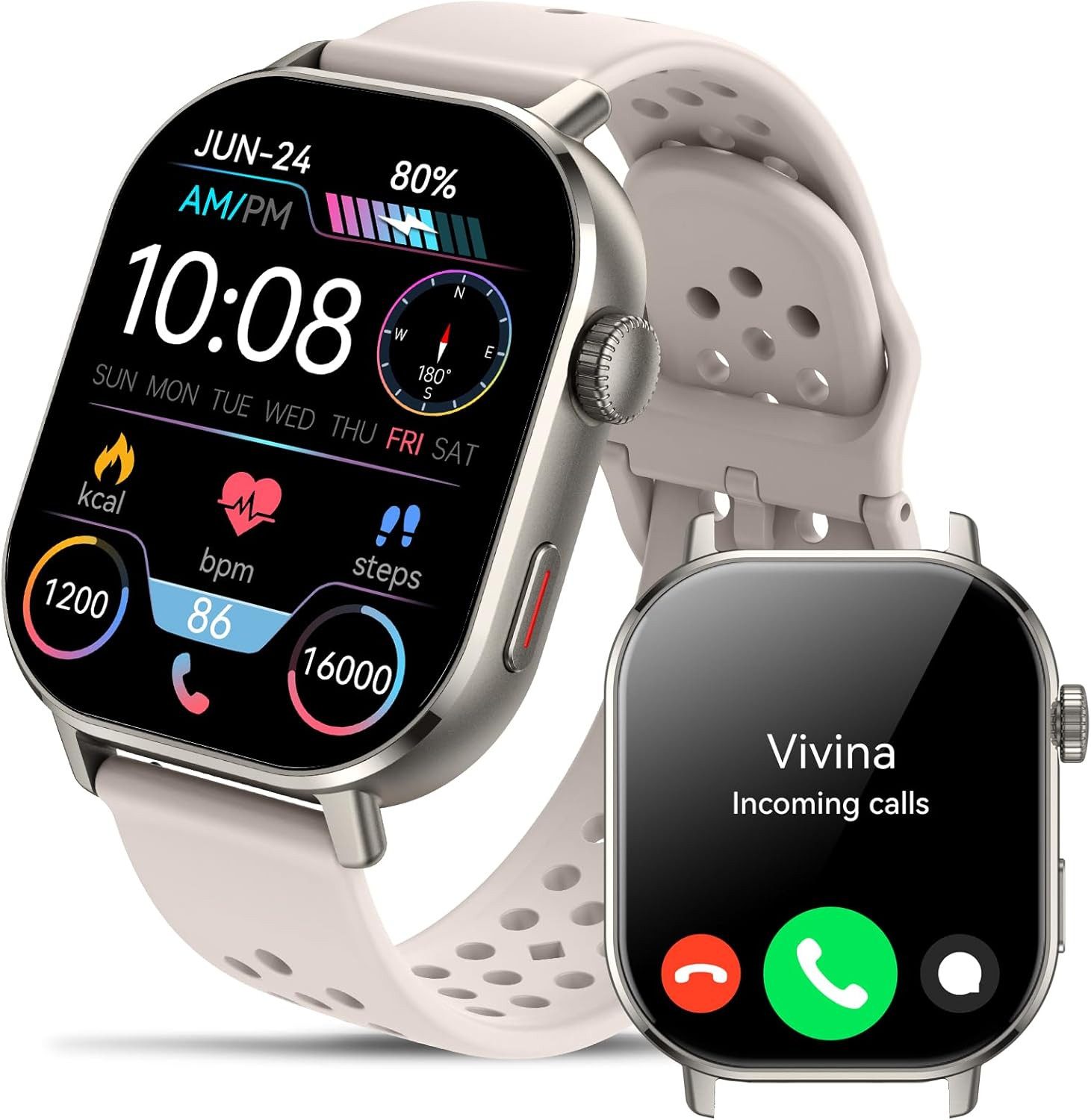 Jugeman P131 Smartwatch (2,54 cm, android ios), GPS Smartwatch mit AMOLED Display 178 Sportmodi Anruf Funktion