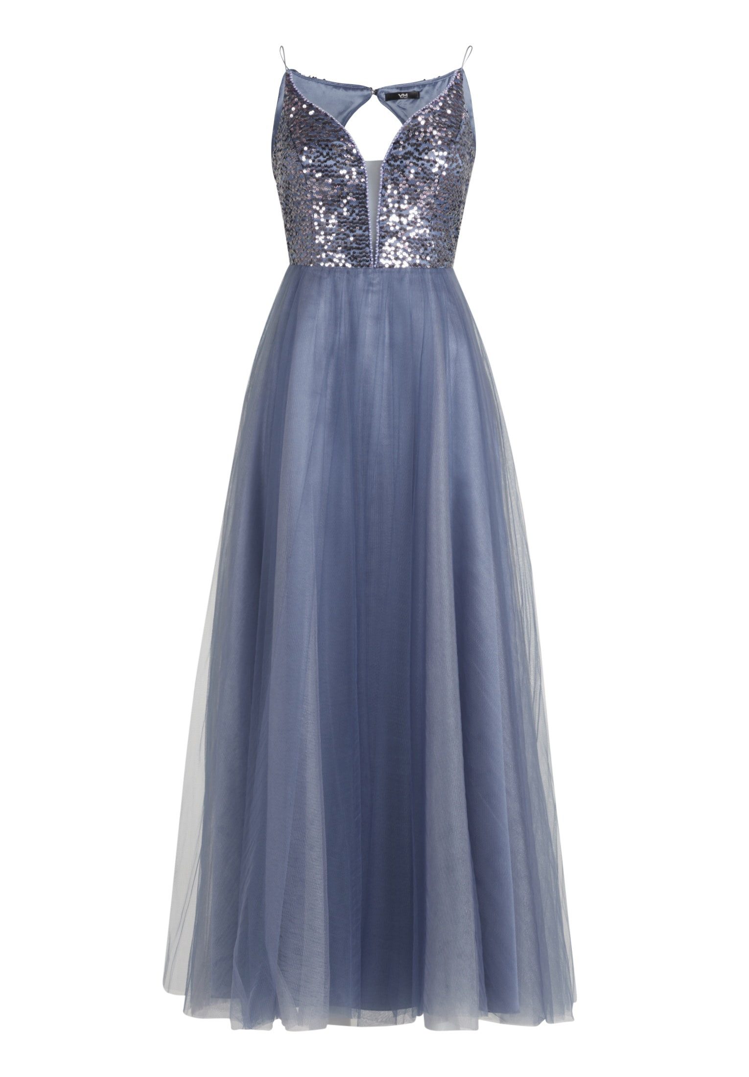 Vera Mont Abendkleid Kleid Lang ohne Arm, Gray Blue 8135