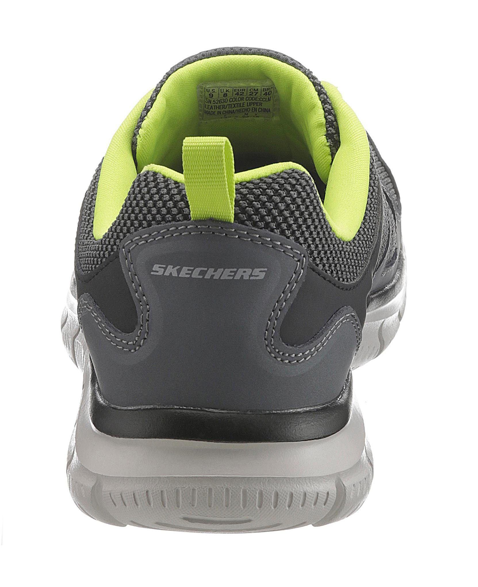 Skechers Track Sneaker mit seitlichem - CCLM Charcoal-Black-Lime / Logo Grau-Schwarz-Grün