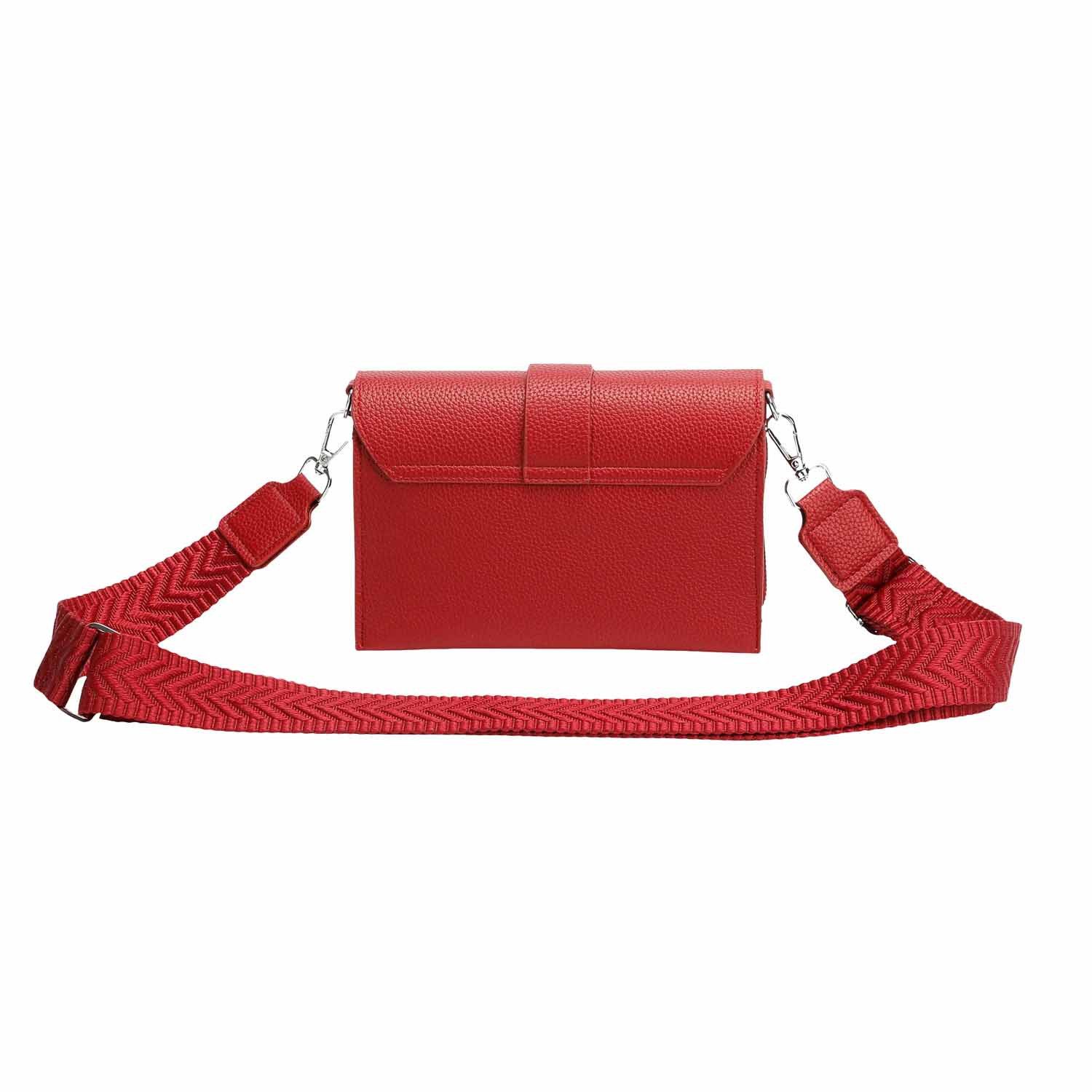ITALYSHOP24 Schultertasche Damen CROSS OVER BODY Brusttasche Umhängetasche Clutch mit Geldbörse (kleine Gürtel-Tasche, 3 getrennte Fächer, breites Gurt, Kartenetui), Bodybag Geldtasche Muster Taschengurt, Handyfach, Leder Optik, leicht