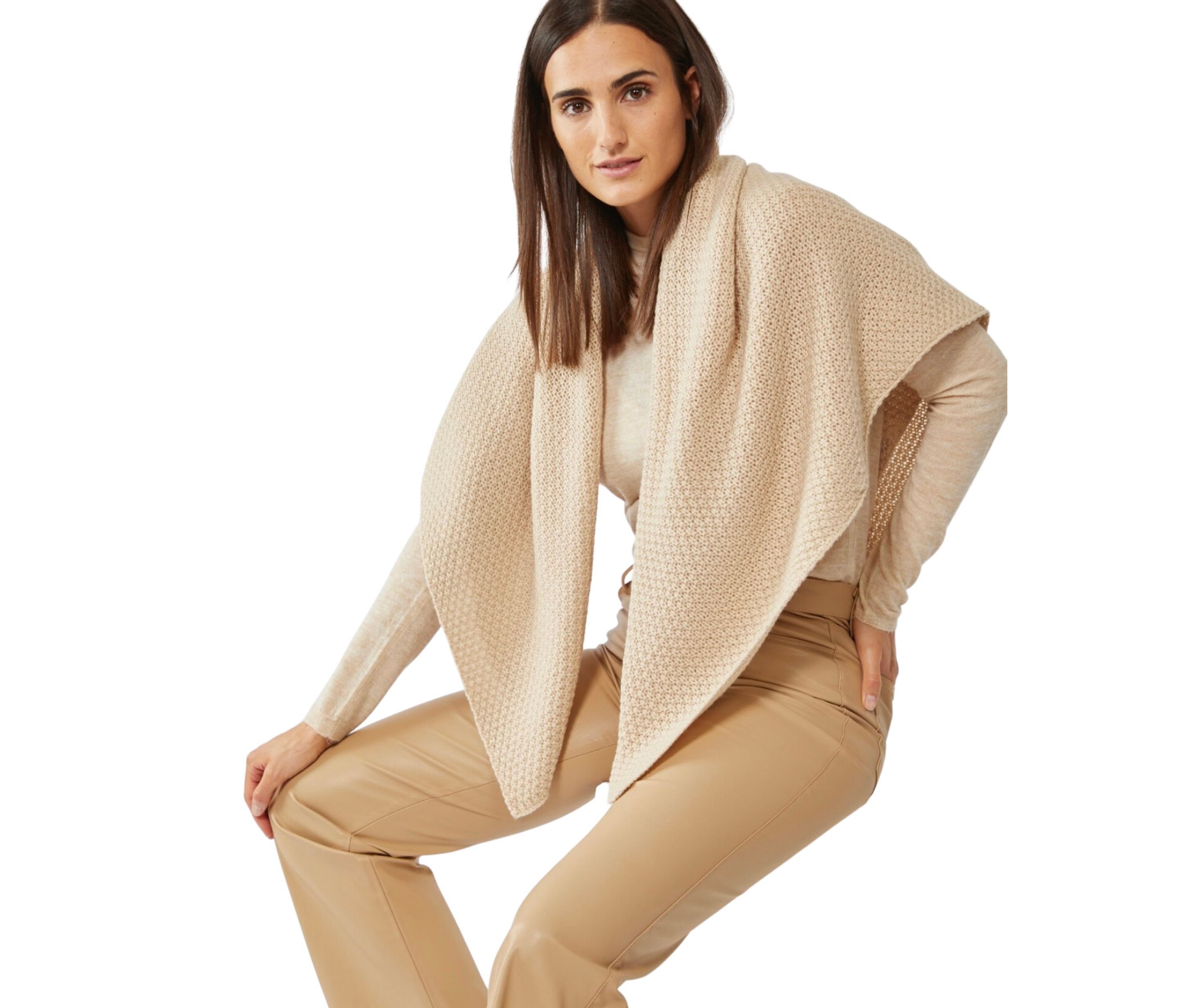 Codello Warmer Strick aus Dreieckstuch Strick, Dreieckstuch Codello Damen beige