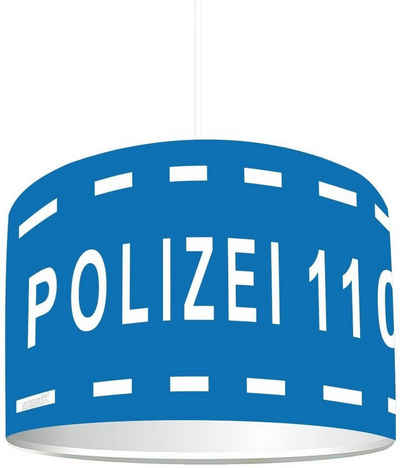 STIKKIPIX Lampenschirm KL62, Kinderzimmer Lampenschirm "POLIZEI", kinderleicht eine blaue Polizei Lampe erstellen, als Steh- oder Hängeleuchte/Deckenlampe, perfekt für Jungen und Mädchen