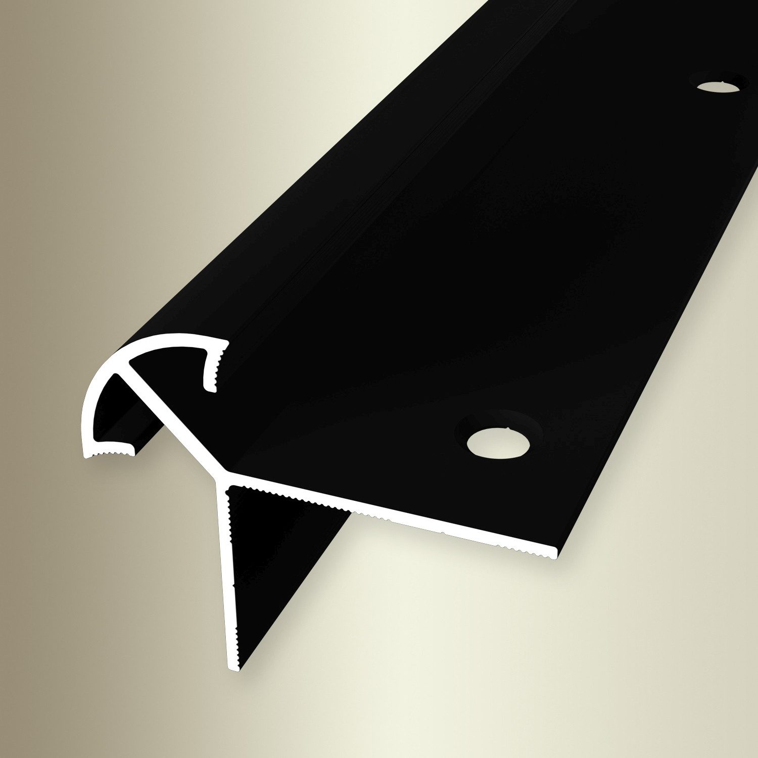 Küberit Treppenkantenprofil 40 x 50 x 2500 mm Winkelprofil Schwarz Gebohrt Aluminium