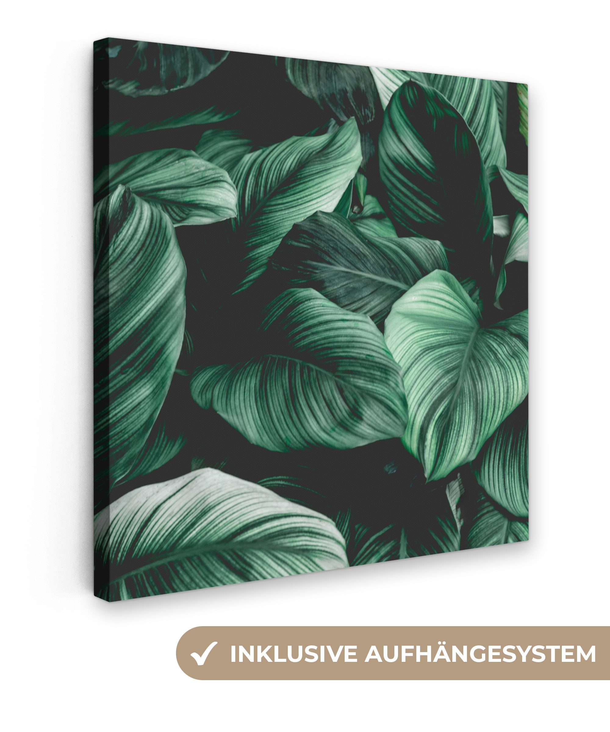 OneMillionCanvasses® Leinwandbild Dschungel - Blätter - Tropisch - Pflanzen - Natur, Fotodruck (1 St), Wandbild, Deko Schlafzimmer Wohnzimmer Flur 20x20 cm