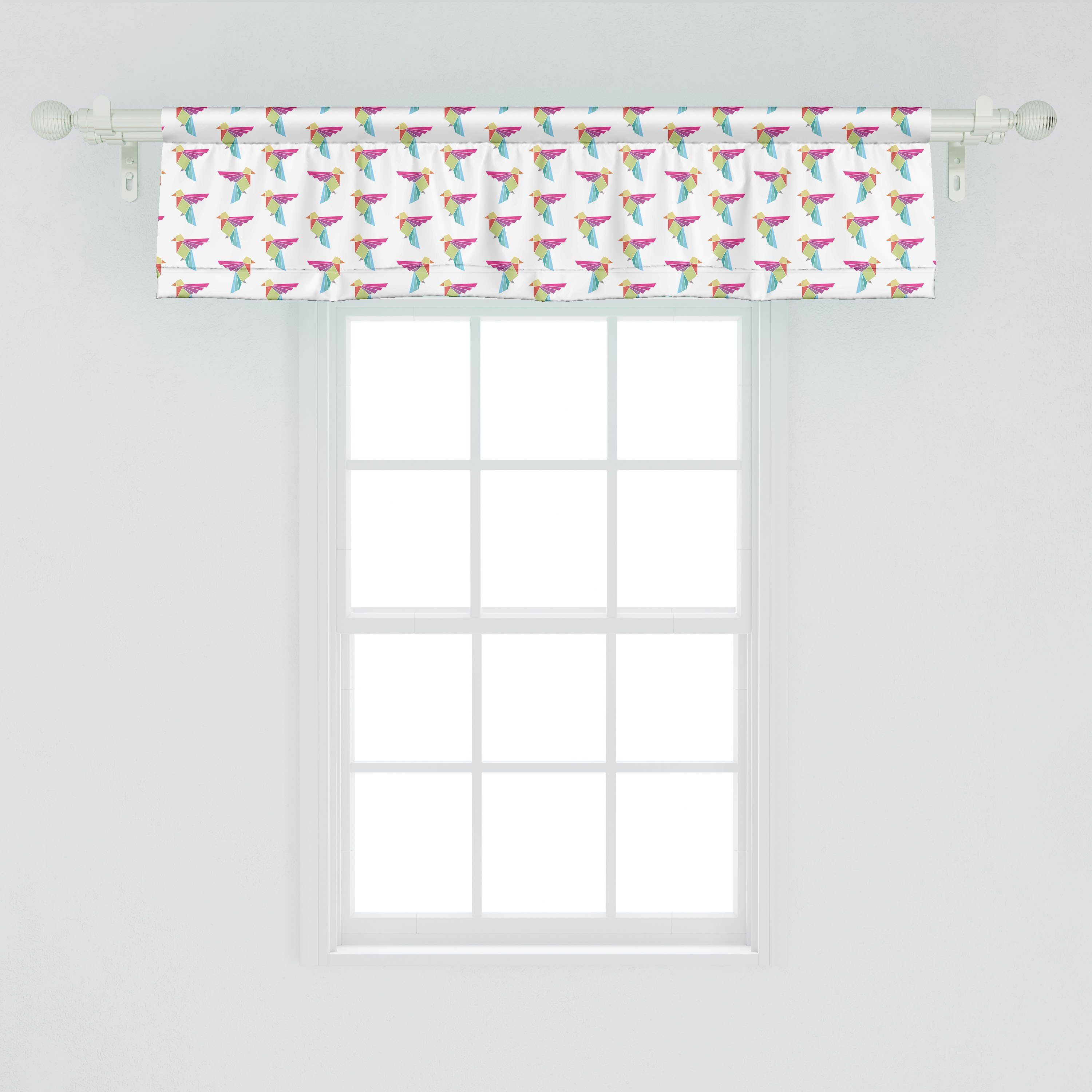 Scheibengardine Japanische Küche Stangentasche, für Abakuhaus, Microfaser, Vogel Dekor Origami Papierkunst Vorhang Volant Schlafzimmer mit
