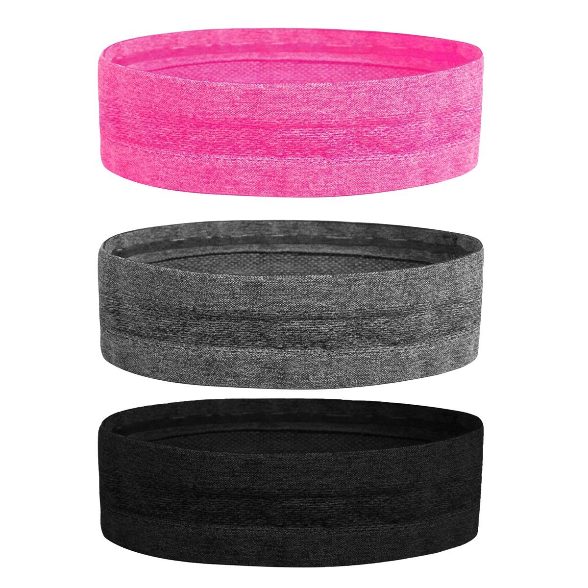 Jormftte Haarband Stirnband Damen Dünn Schweißbänder für Yoga Golf Fitnessstudio Laufen schwarz+grau+rosa