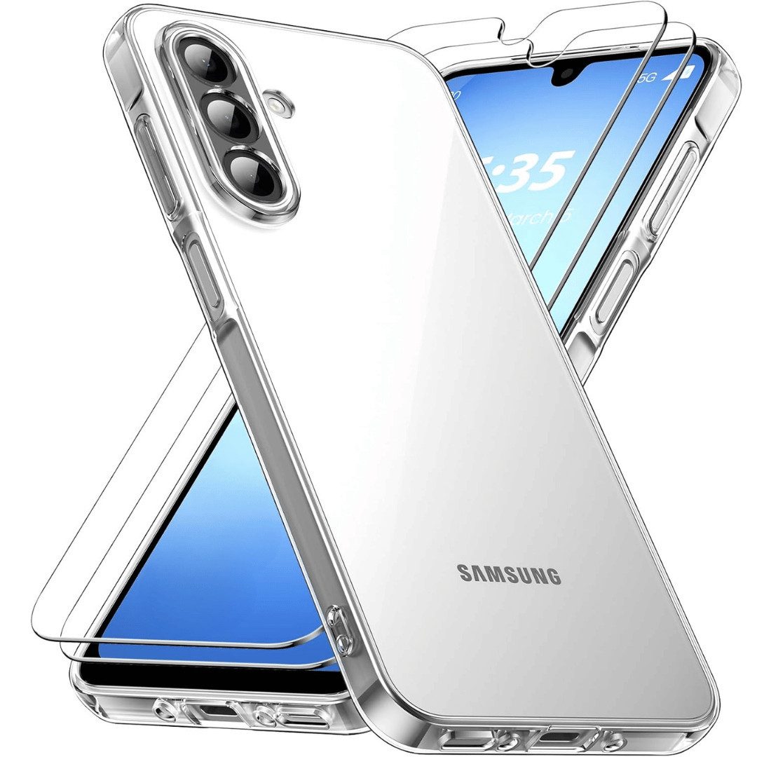 SmartUP Smartphone-Hülle + 2X Schutzglas für Samsung Galaxy A15 4G / 5G Panzerfolie Display 9H 6,5 Zoll, Kompletter Rundumschutz