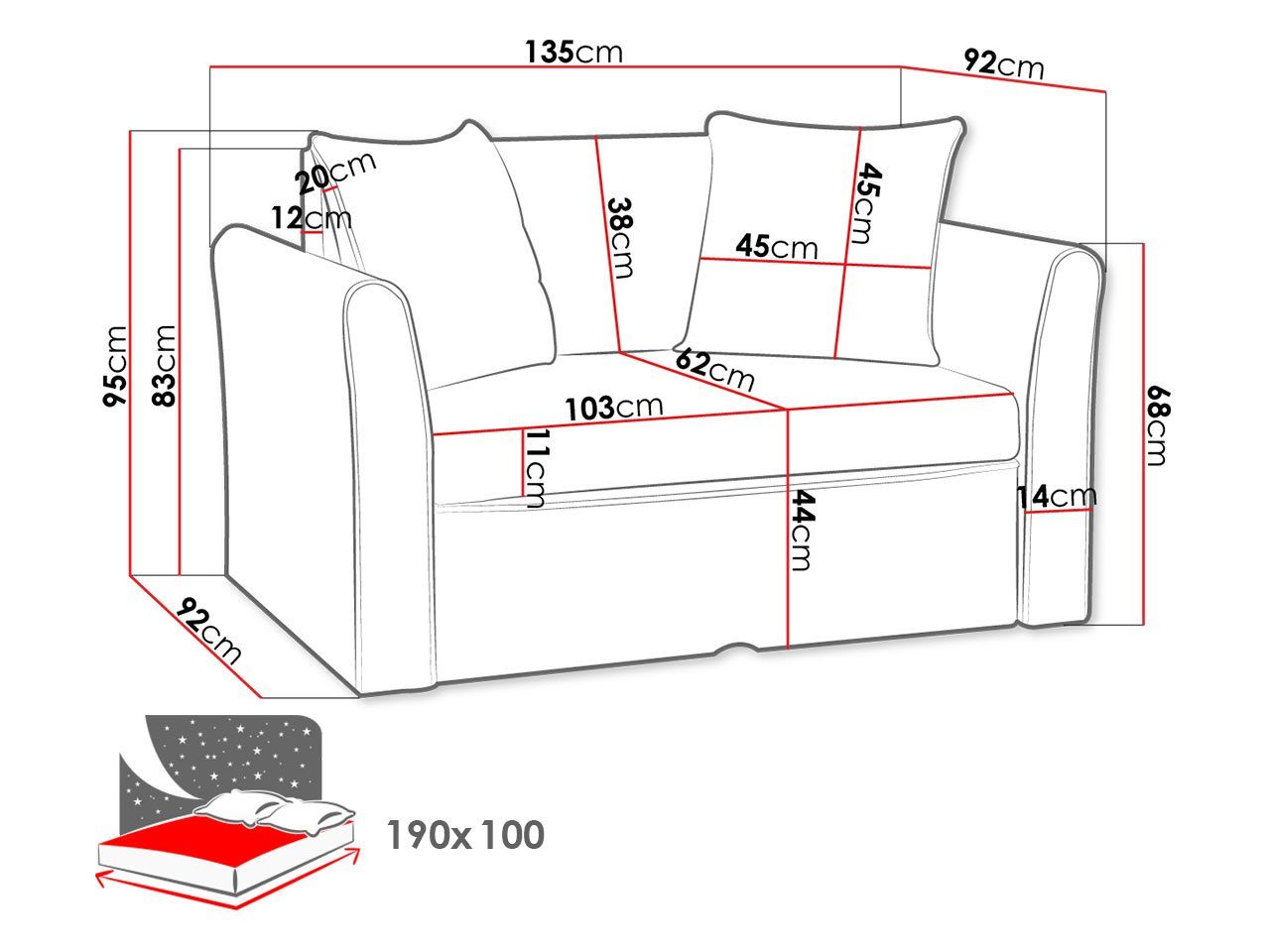 II, Bettkasten MIRJAN24 11 Schlafsofa Kissen-Set und Ines mit Schlaffunktion, Ranger + Ranger 10