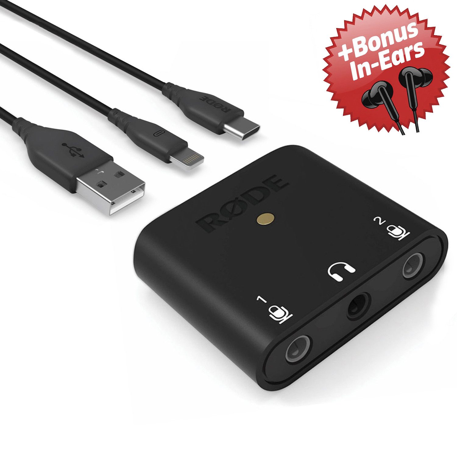 RØDE Rode AI-Micro 2-Kanal Audio-Interface + Bonus In-Ear Kopfhörer Digitales Aufnahmegerät (Audio-Interface)