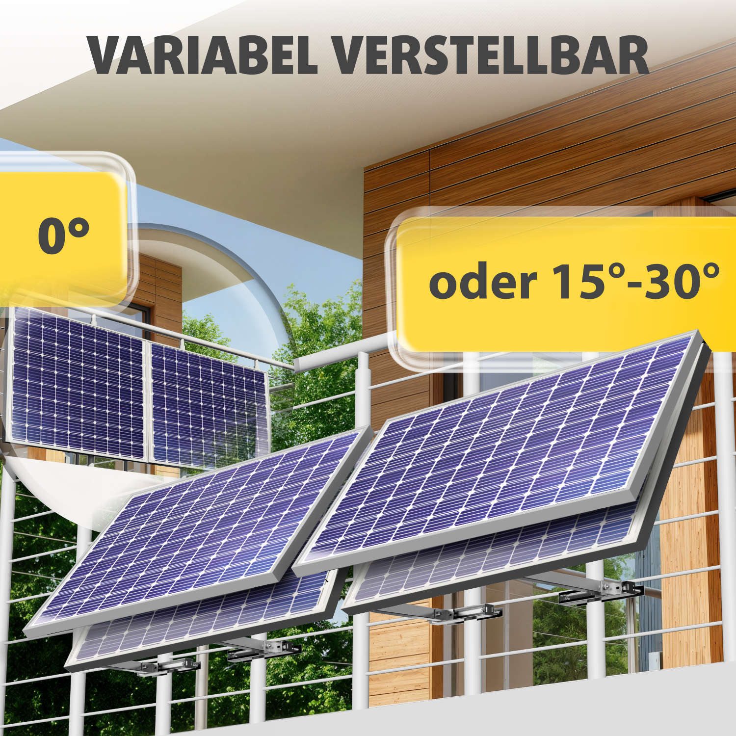 avoltik Solarmodul-Halterung Solarmodul Halterung Alu Aufständerung für Photovoltaik Winkel eckig, (Balkonhalterung 1er oder 2er zur Auswahl, Balkonhalterung 1e – Bild 5 von 5