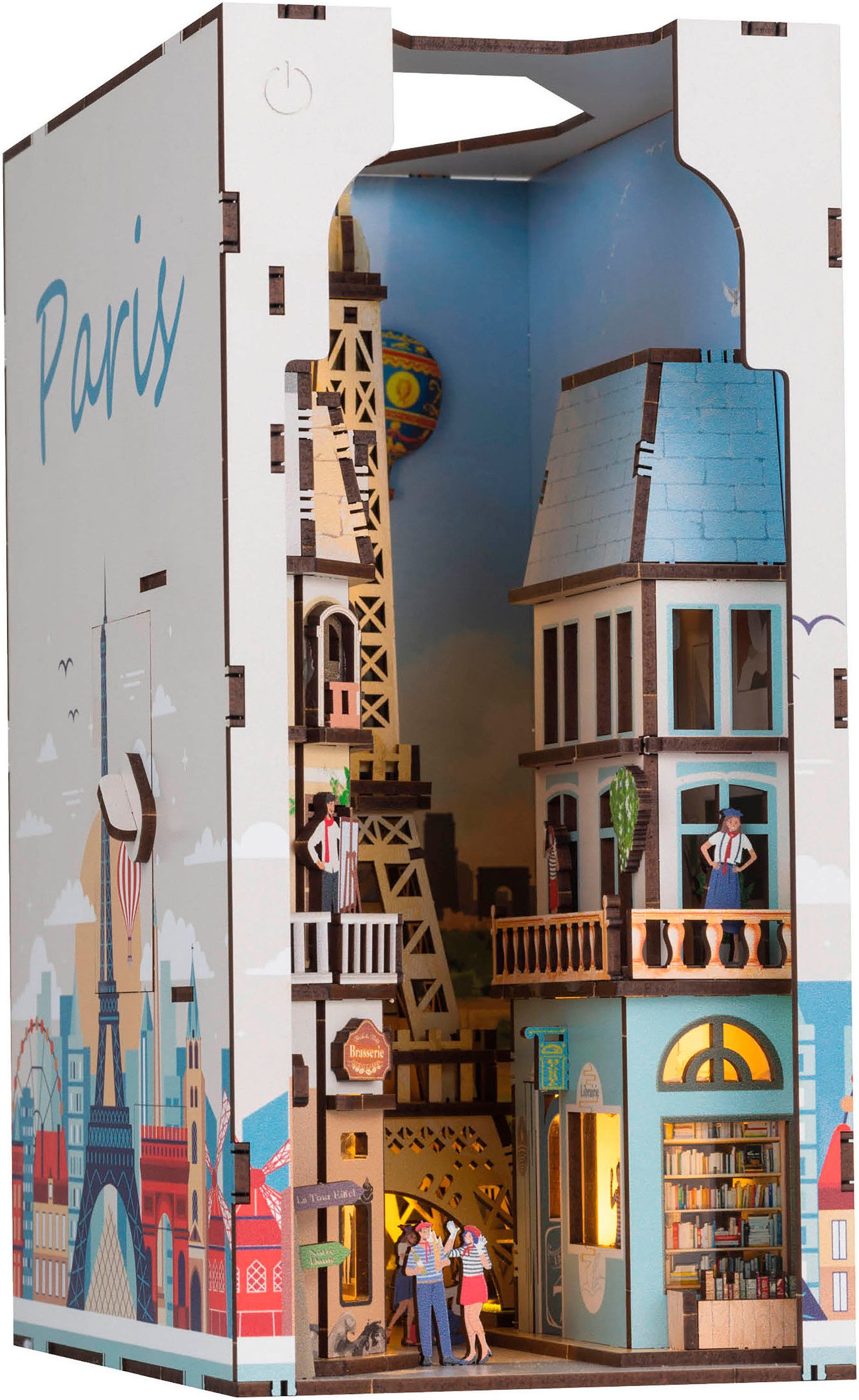 Revell® 3D-Puzzle Book Nook, Tiny Adventures Paris, 168 Puzzleteile, Buchstütze; mit LED-Beleuchtung