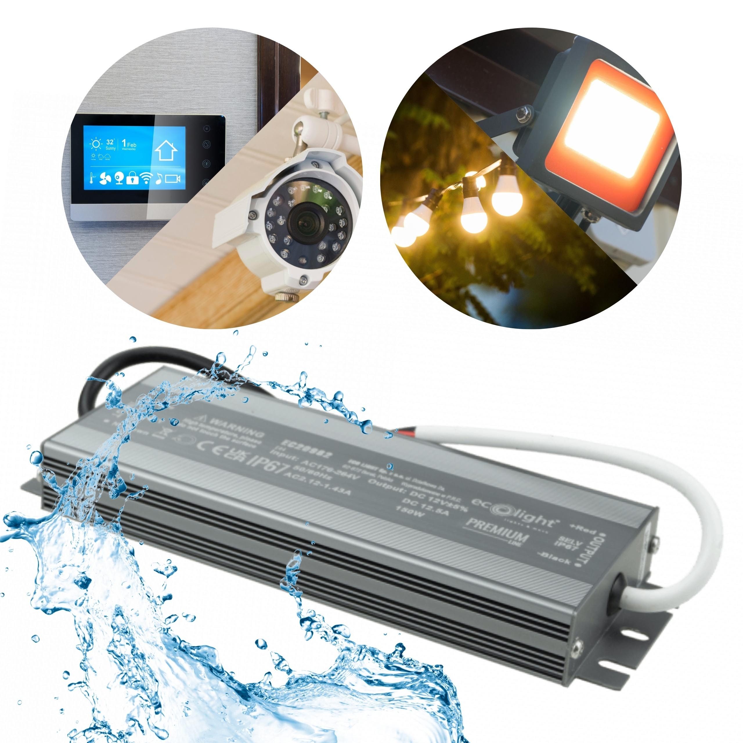 Hermetische LED Stromversorgung 150W 12V 12.5A,wasserdicht 187x65x22mm LED Trafo