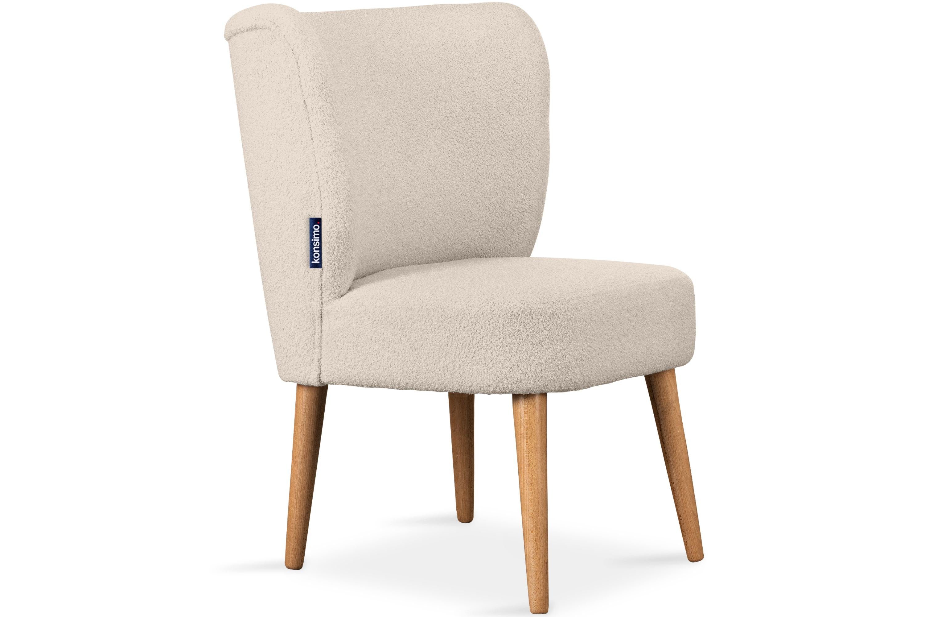 Konsimo Sessel APPA (1-St), auf hohen Beinen aus Buchenholz gebeizter Eiche hellbeige/Eiche | hellbeige